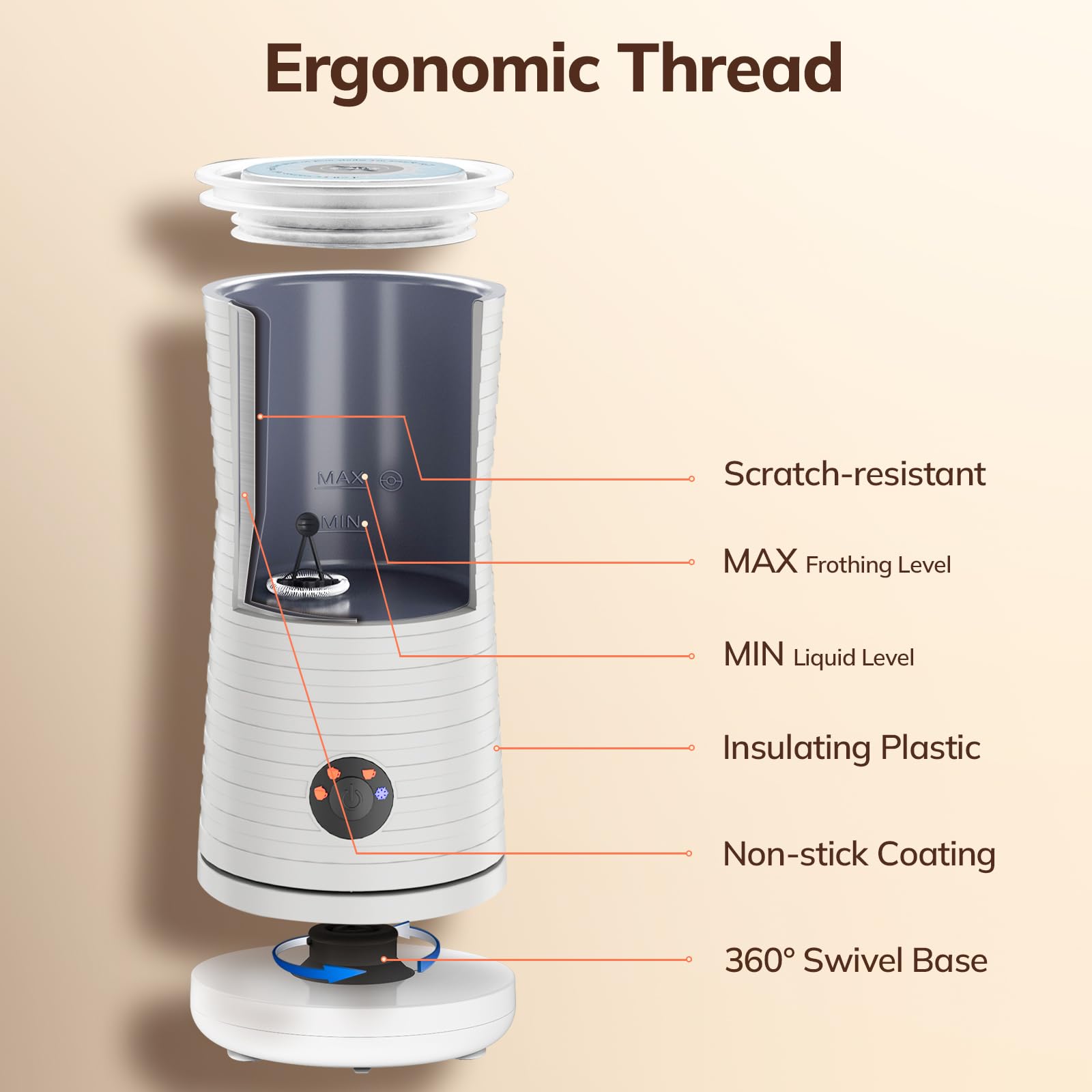 Morpilot 4-in-1 Electric Milk Frother | 240ml Hot & Cold Milk Foamer