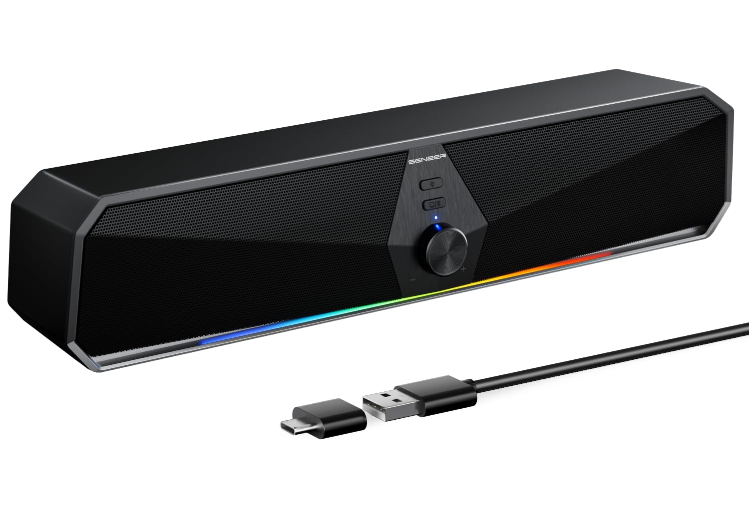 Senzer CS30 Bluetooth Gaming Soundbar – USB Powered LED PC Speaker