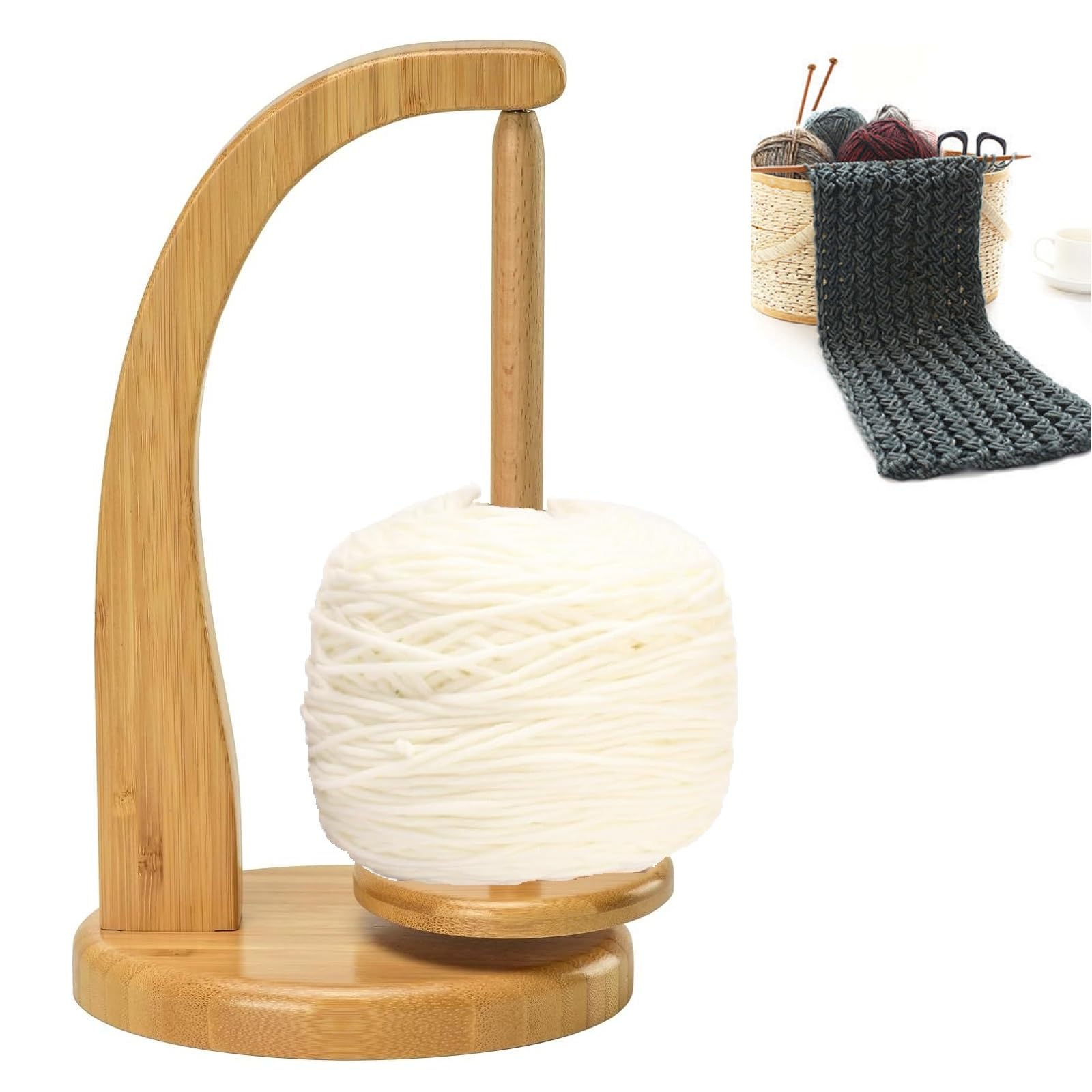 Jolof Store Magnetic Wooden Yarn Holder – Rotating Spinner for Knitting
