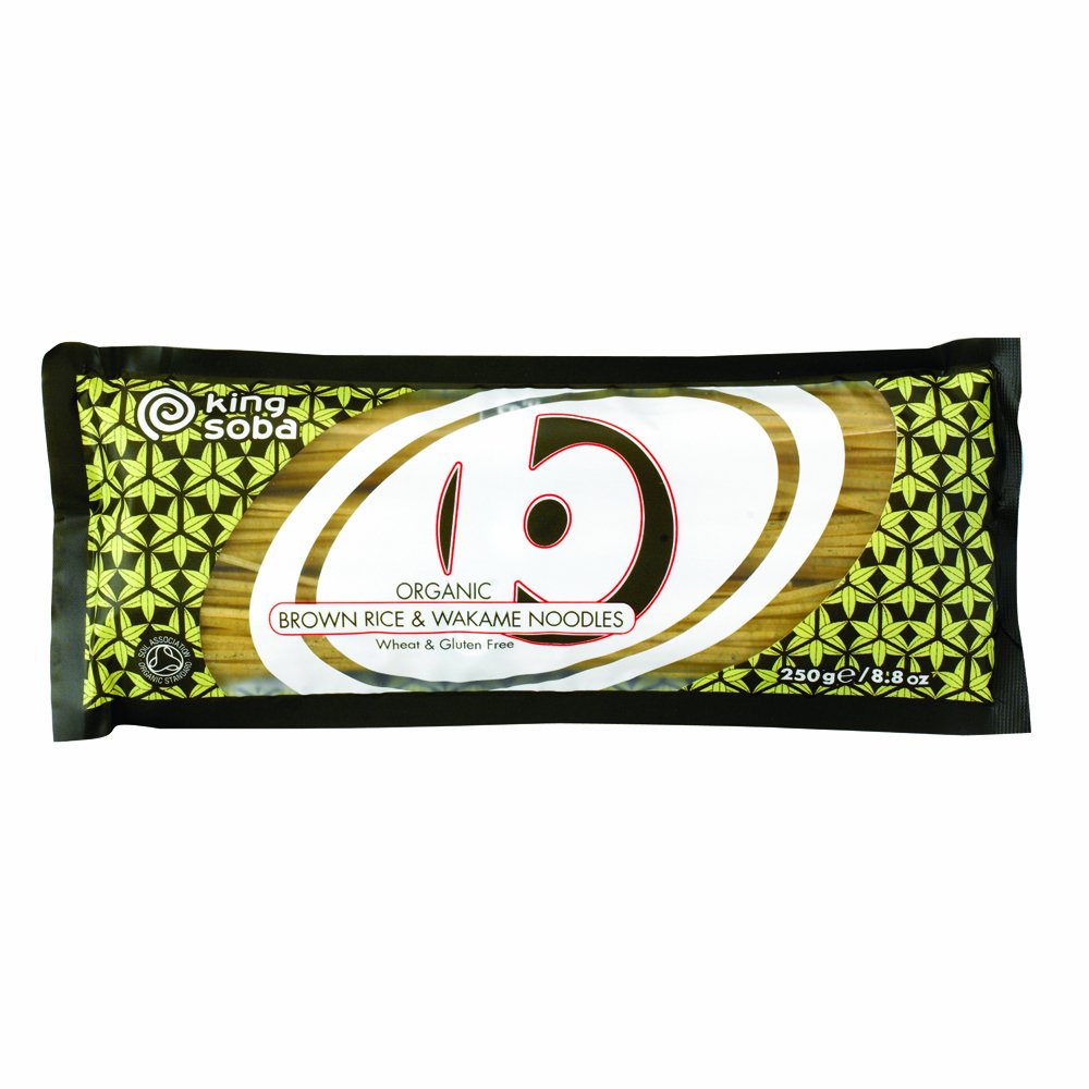 King Soba Organic Brown Rice & Wakame Noodles - 250g (Pack of 12)