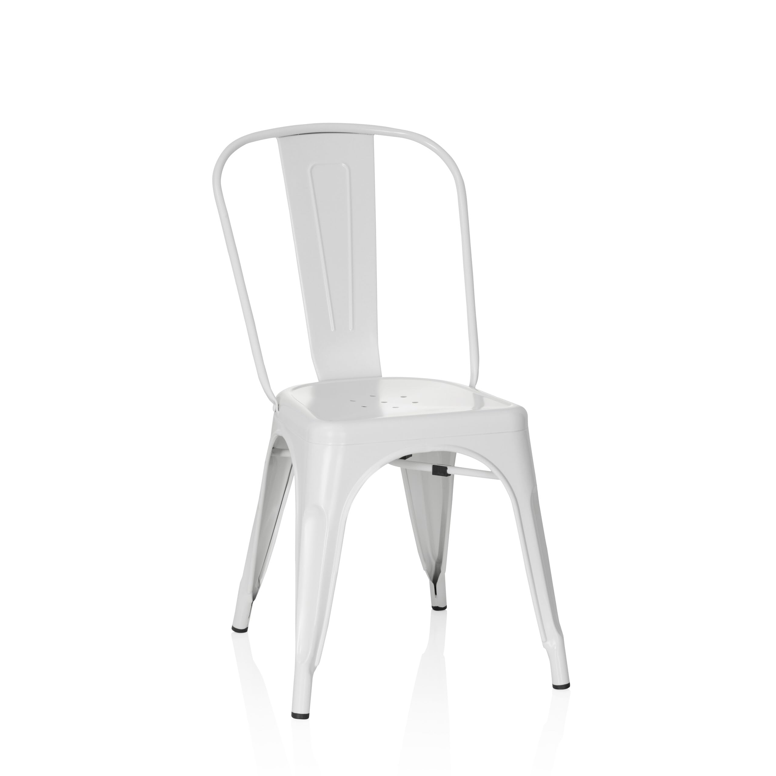 hjh OFFICE VANTAGGIO BRUSH Industrial Metal Bistro Chair - White Stackable
