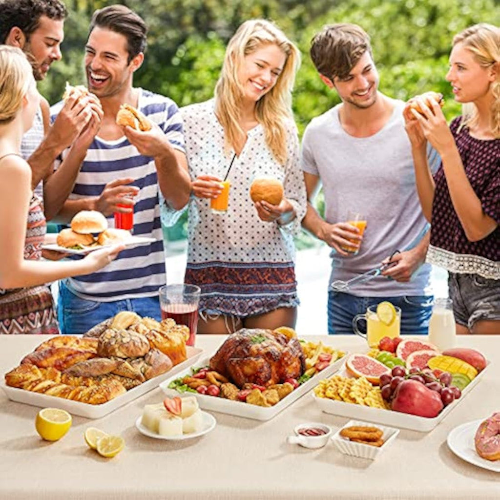 Lifewit White Plastic Serving Trays - 6 Pack Reusable Party Food Platters