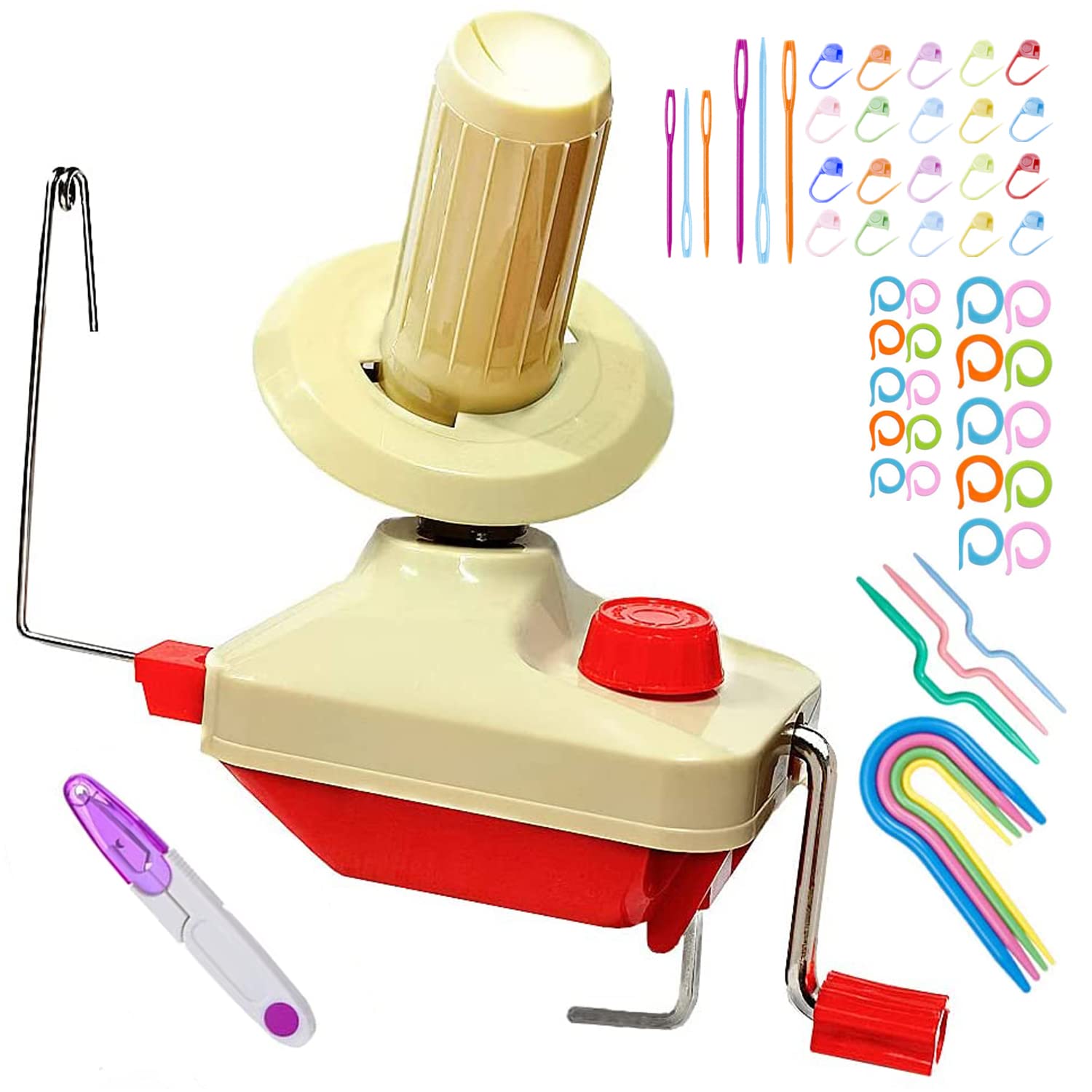 Yarn Ball Winder and Swift Combo with 54 Knitting Accessories