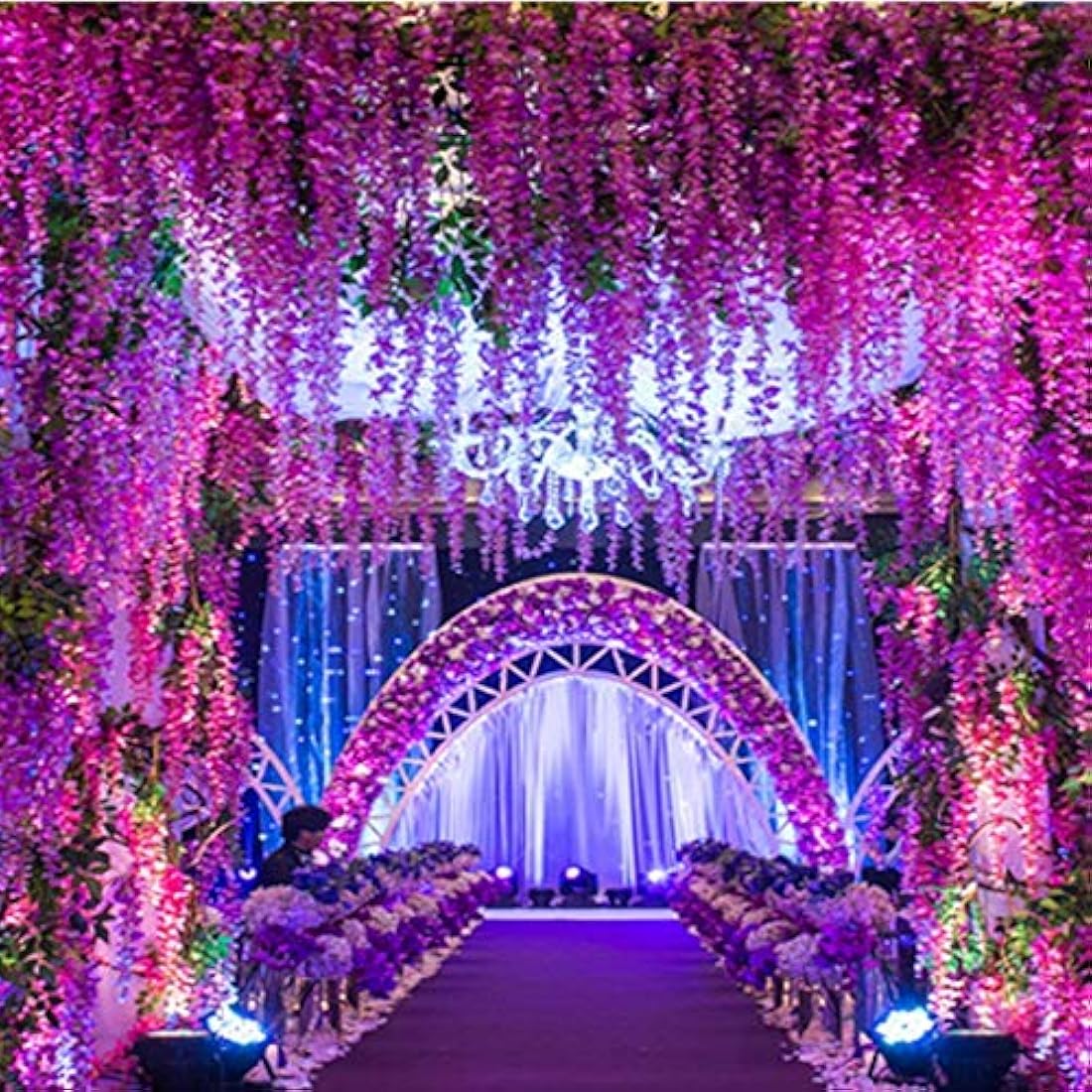 Veryhome 12-Piece Artificial Wisteria Vine Silk Flowers for Wedding Decor