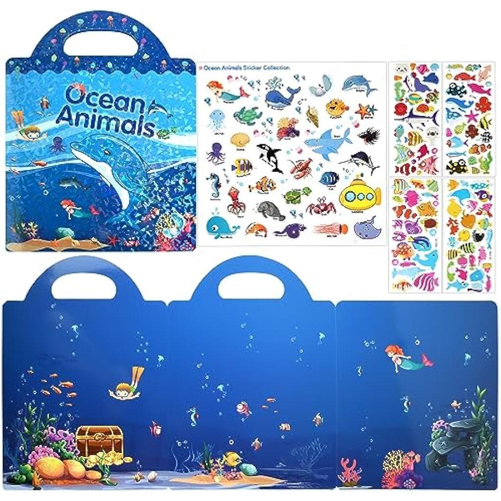 Jolof Store Reusable 3D Puffy Sticker Book – Ocean Animals Sensory Toy
