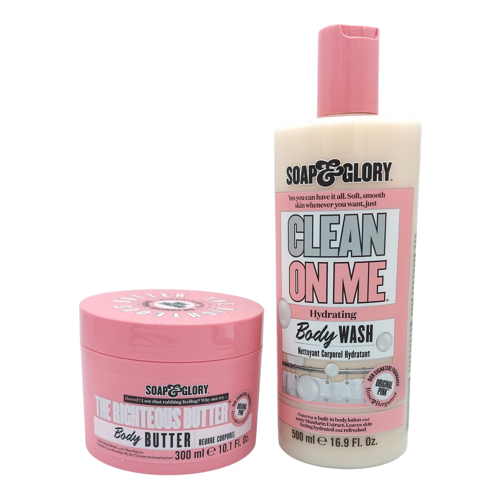 Soap & Glory Body Care Bundle: Clean On Me 500ml & Righteous Butter 300ml