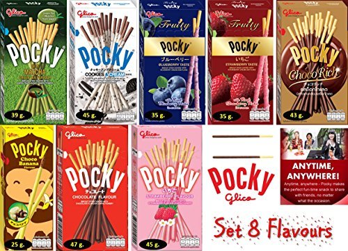 Pocky Assorted Biscuit Sticks – 8 Flavor Variety Pack by