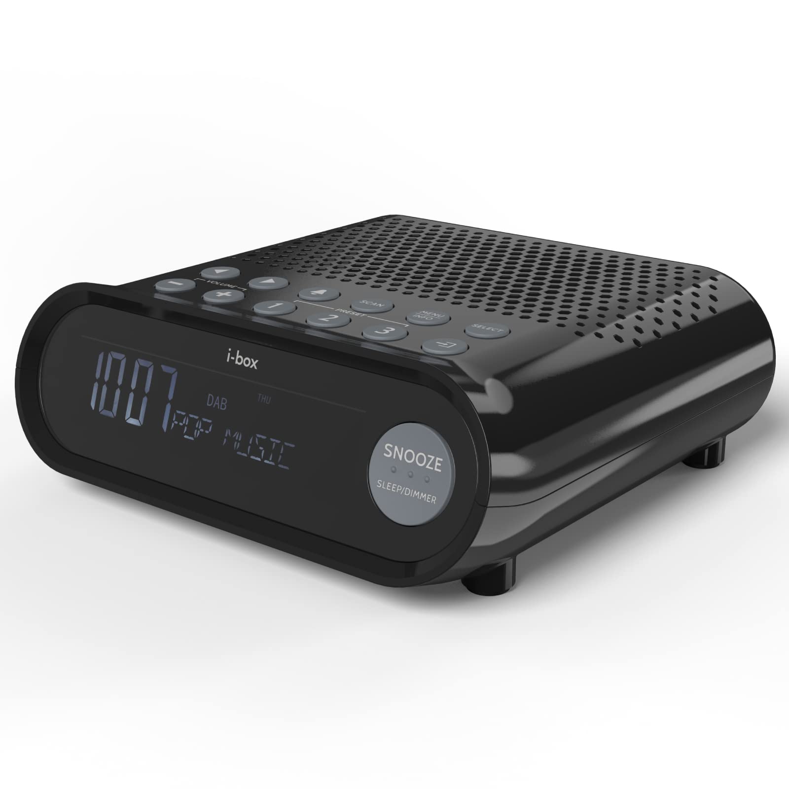 i-box DAB Radio Alarm Clock | Bedside Dual Alarm with USB Charging