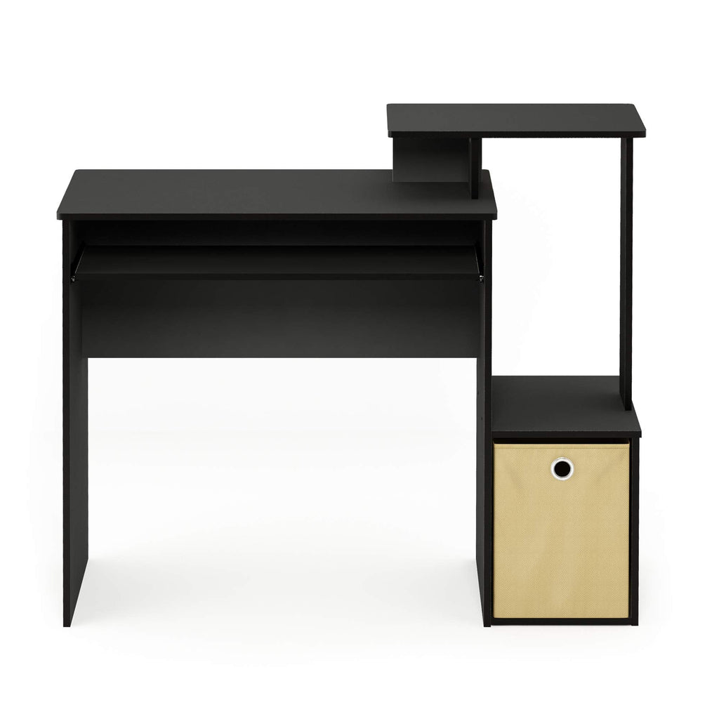 Furinno Econ Computer Writing Desk with Storage Bin | Black/Brown