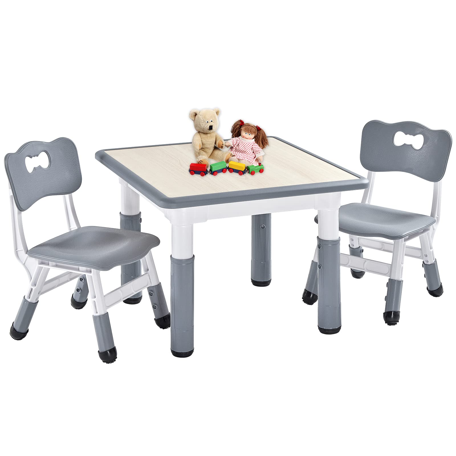 FUNLIO Height Adjustable Kids Table and 2 Chairs Set | Ages 3-8 | Pink