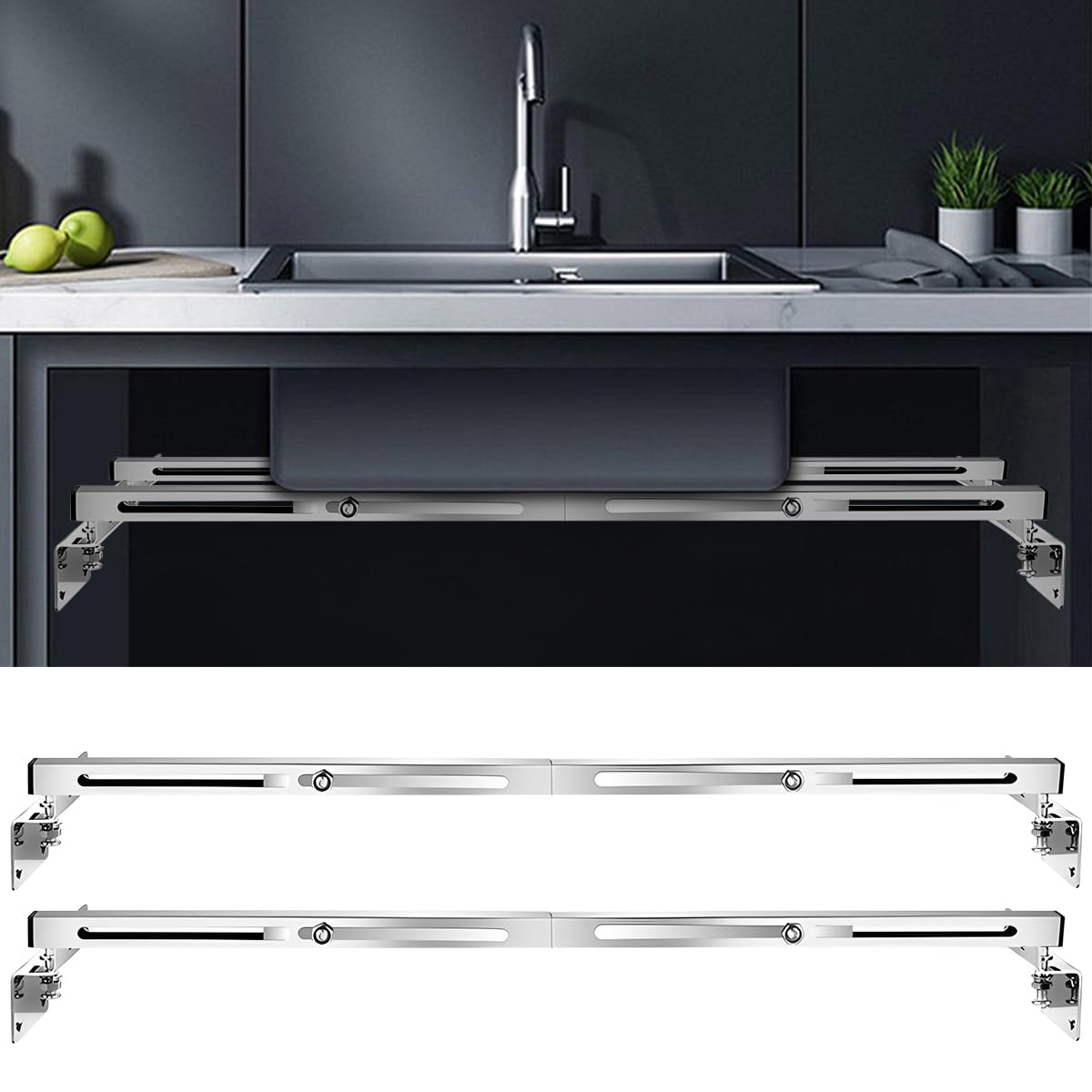 Undermount Sink Brackets – Adjustable Stainless Steel Kit
