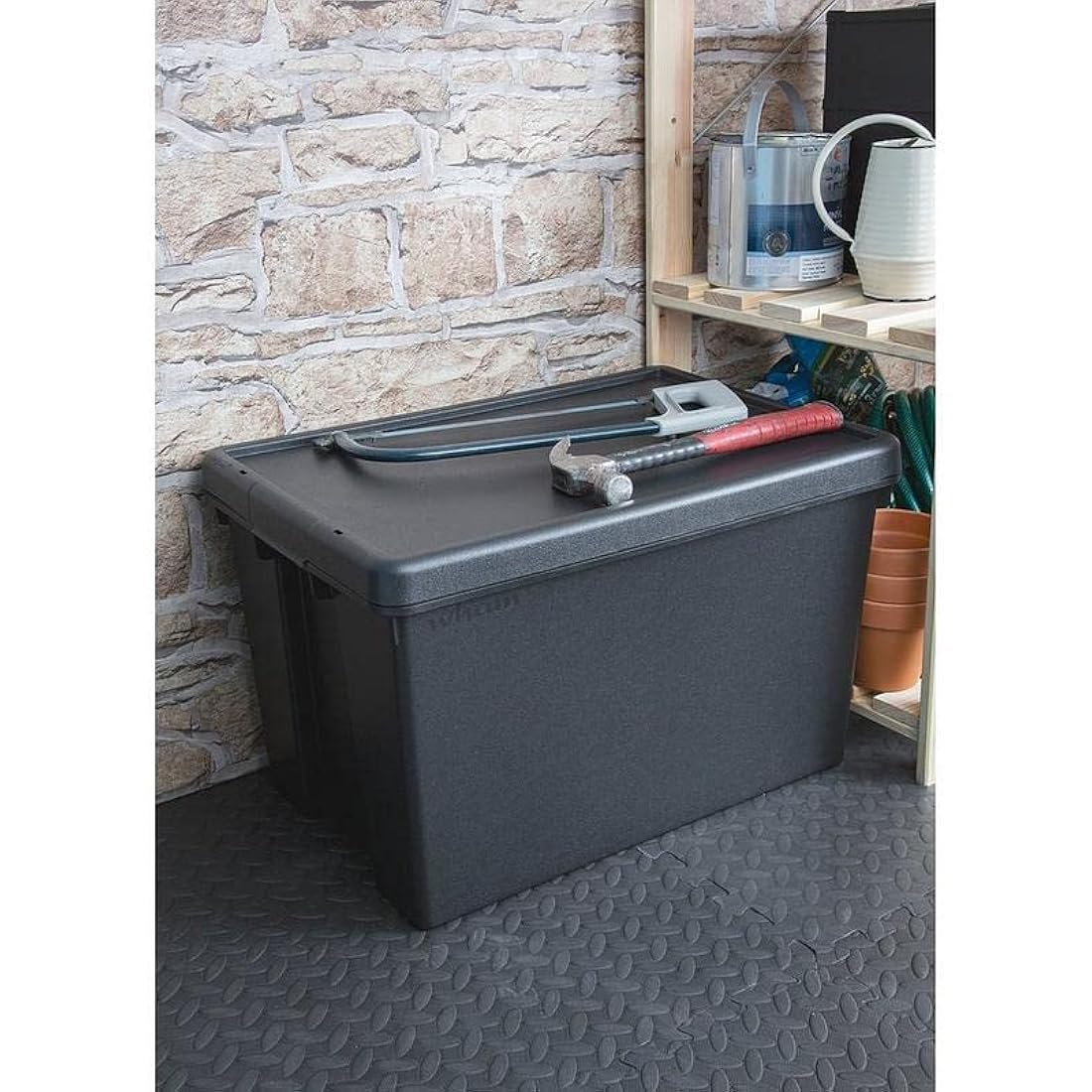 Tenlite 45L Heavy Duty Recycled Plastic Storage Boxes with Lids | Set of 2