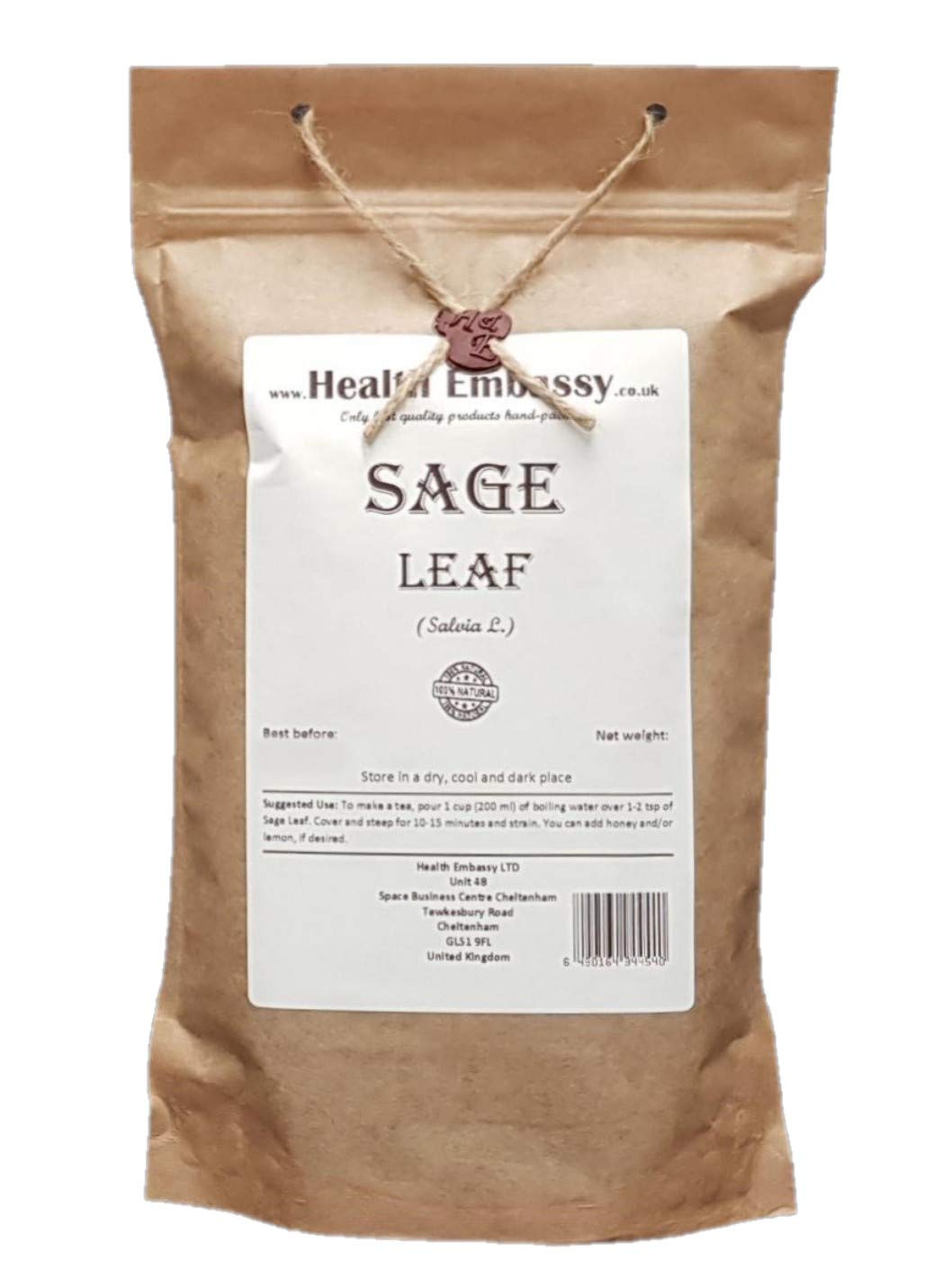 Health Embassy Sage Leaf (Salvia L) - 100g Dried Culinary Herbal Tea