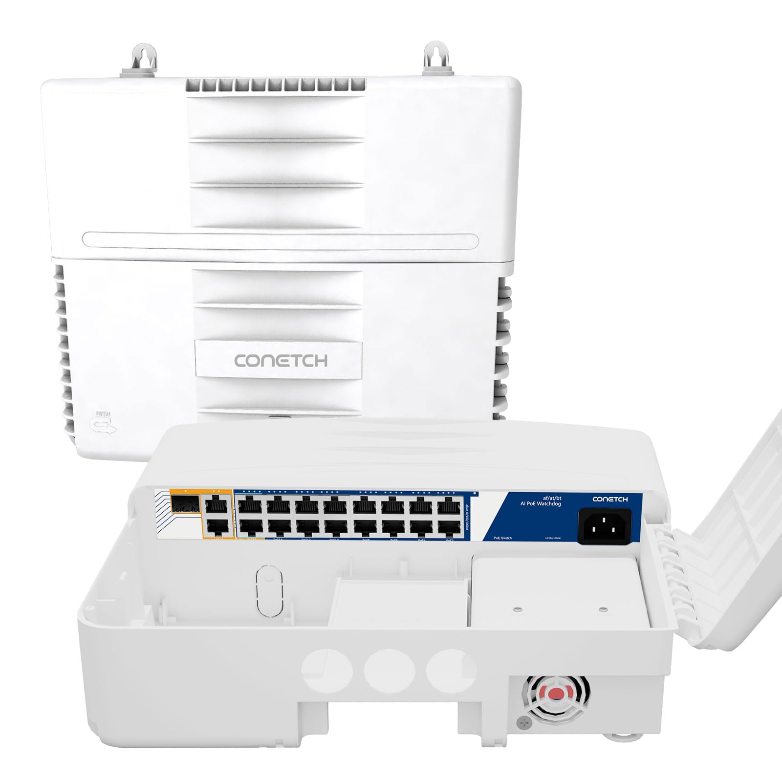 CONETCH 19 Port Outdoor PoE Switch | IP65 Waterproof | 300W Power