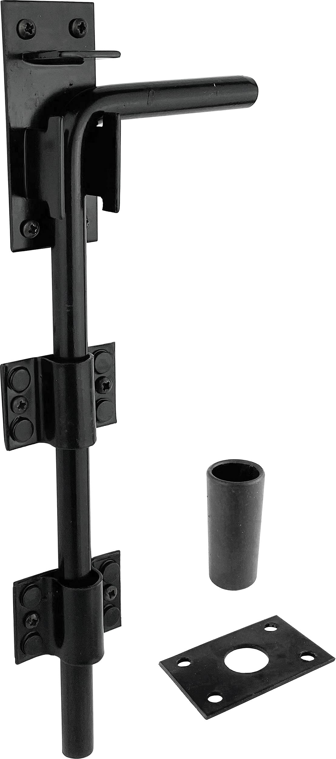 IRONTITE Heavy Duty Gate Drop Bolt | 300mm Black Steel Garage Door Bolt