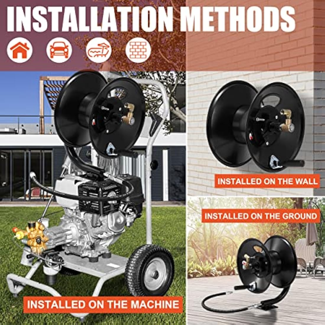 Tool Daily Heavy Duty Steel Pressure Washer Hose Reel | 100ft 4000 PSI