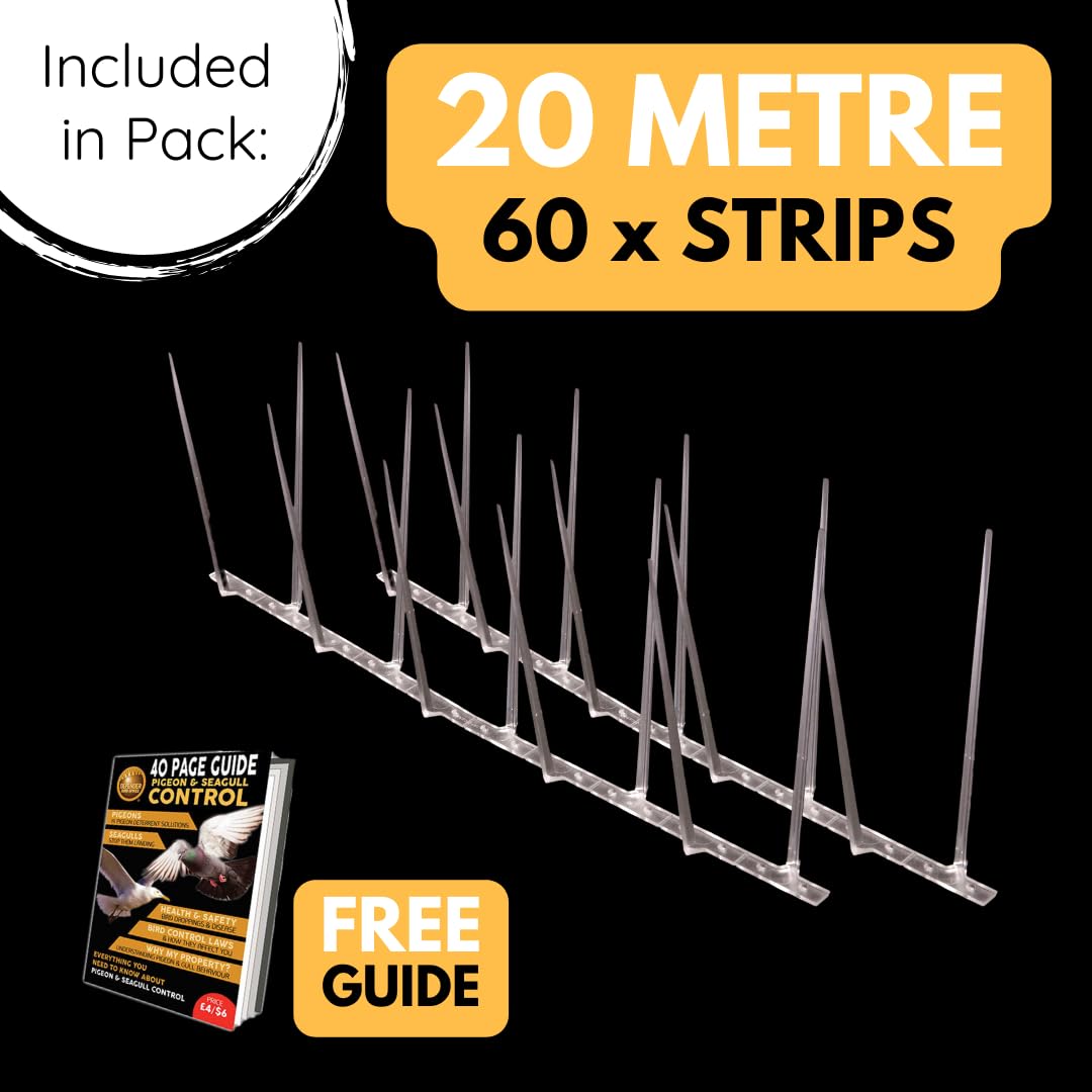 Defender Narrow Plastic Bird Spikes - 20m Pigeon Deterrent Pack