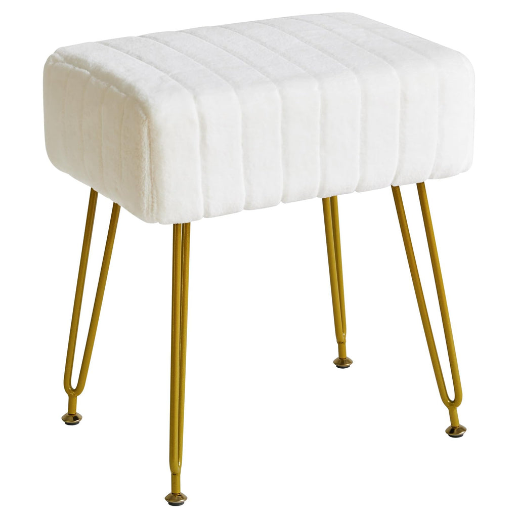 IBUYKE Makeup Vanity Stool, Velvet Rectangular Footrest, White L/G-51W - image 1