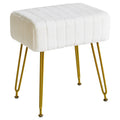 IBUYKE Makeup Vanity Stool, Velvet Rectangular Footrest, White L/G-51W - image 1