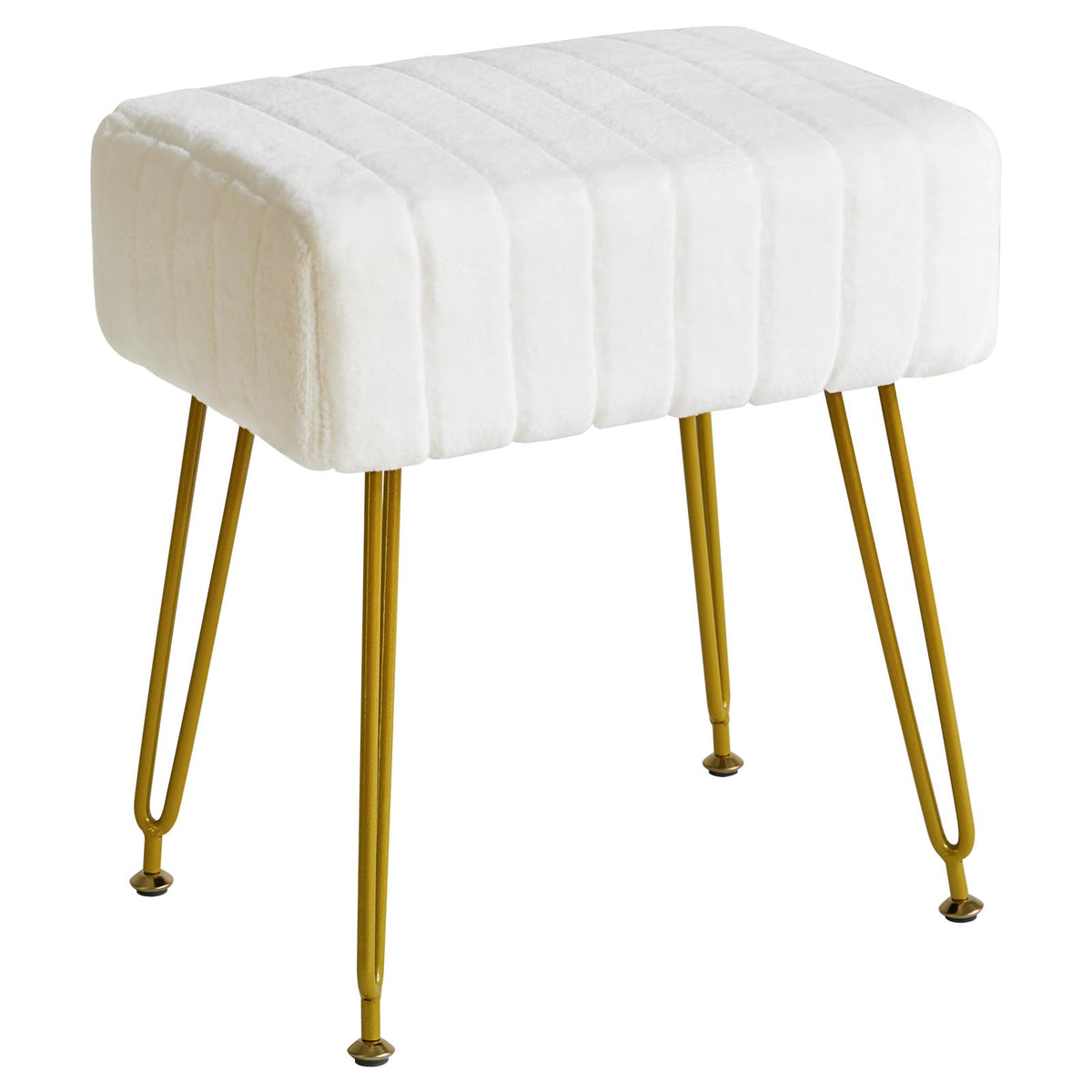 IBUYKE Makeup Vanity Stool, Velvet Rectangular Footrest, White L/G-51W - image 1