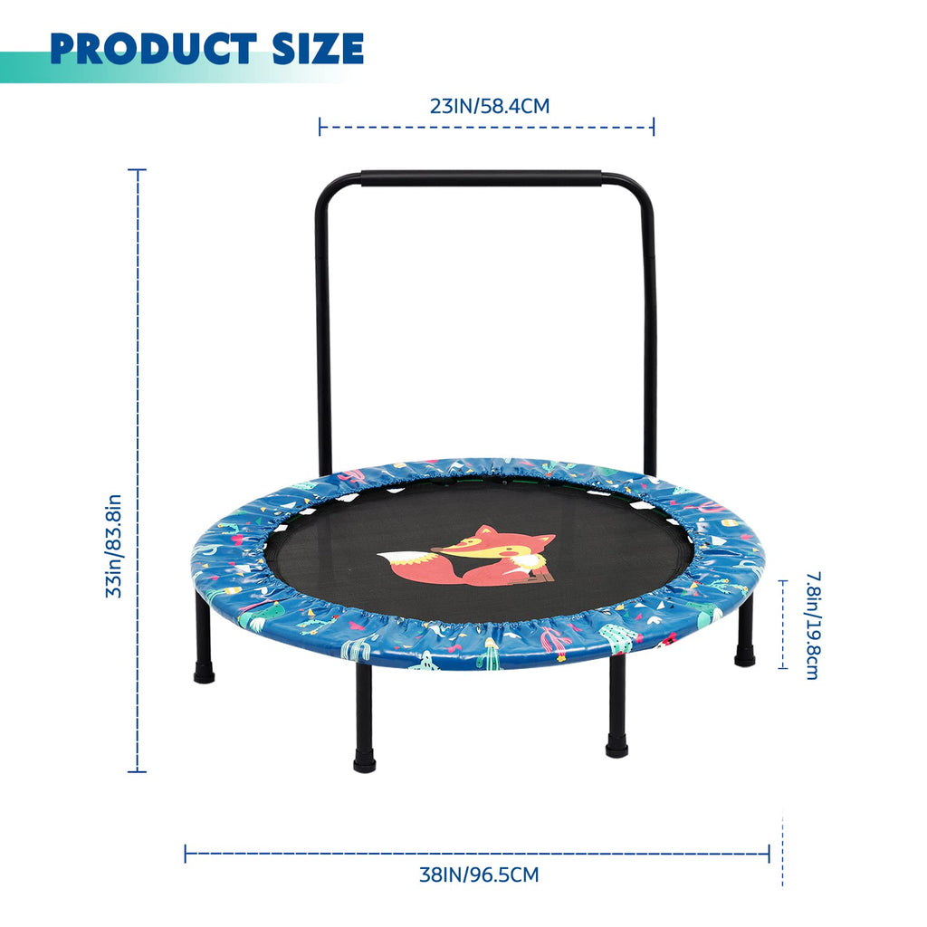 38'' Kids Mini Trampoline – Foldable Rebounder with Handle