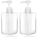 Jansburg 450ml Refillable Pump Bottle Dispenser | 2-Pack Square Plastic