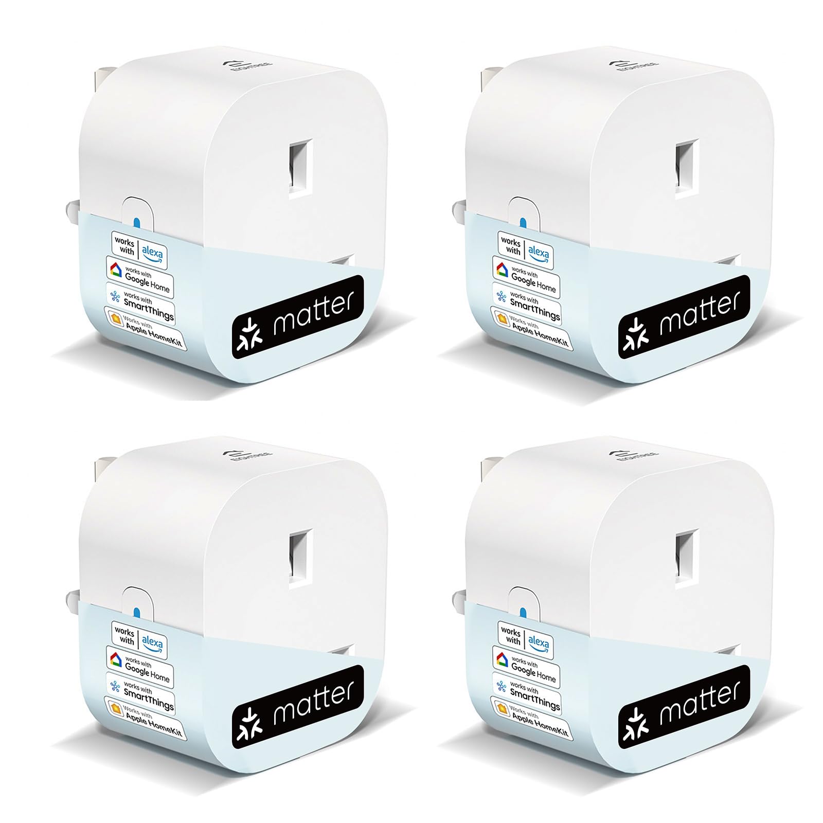 EIGHTREE Matter Smart Plug with Energy Monitoring – 13A WiFi Outlet (4 Pack)
