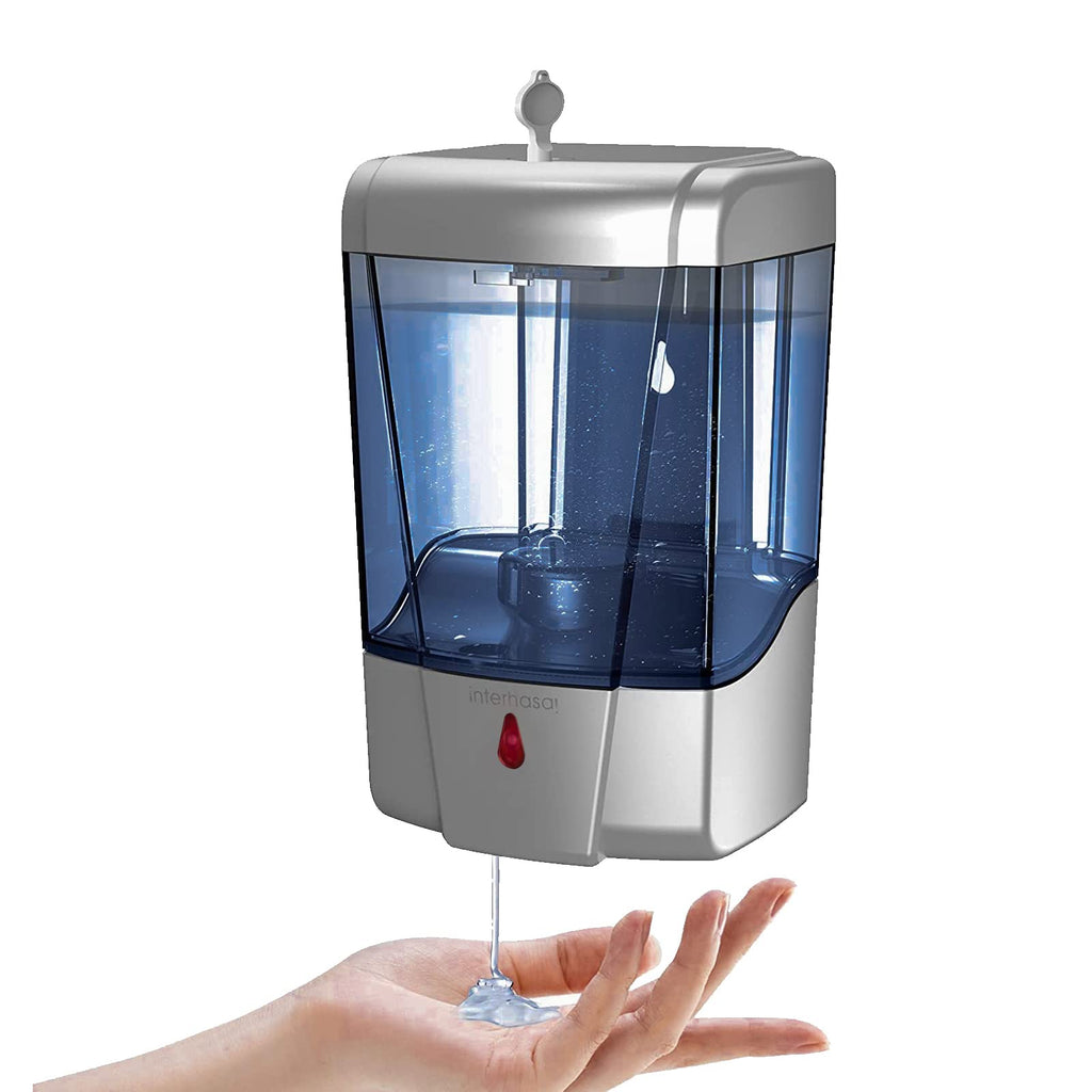 interhas! Automatic Wall Mounted Commercial Hand Sanitizer Dispenser - Liquid/Gel Touchless, 600ml/20oz Silver