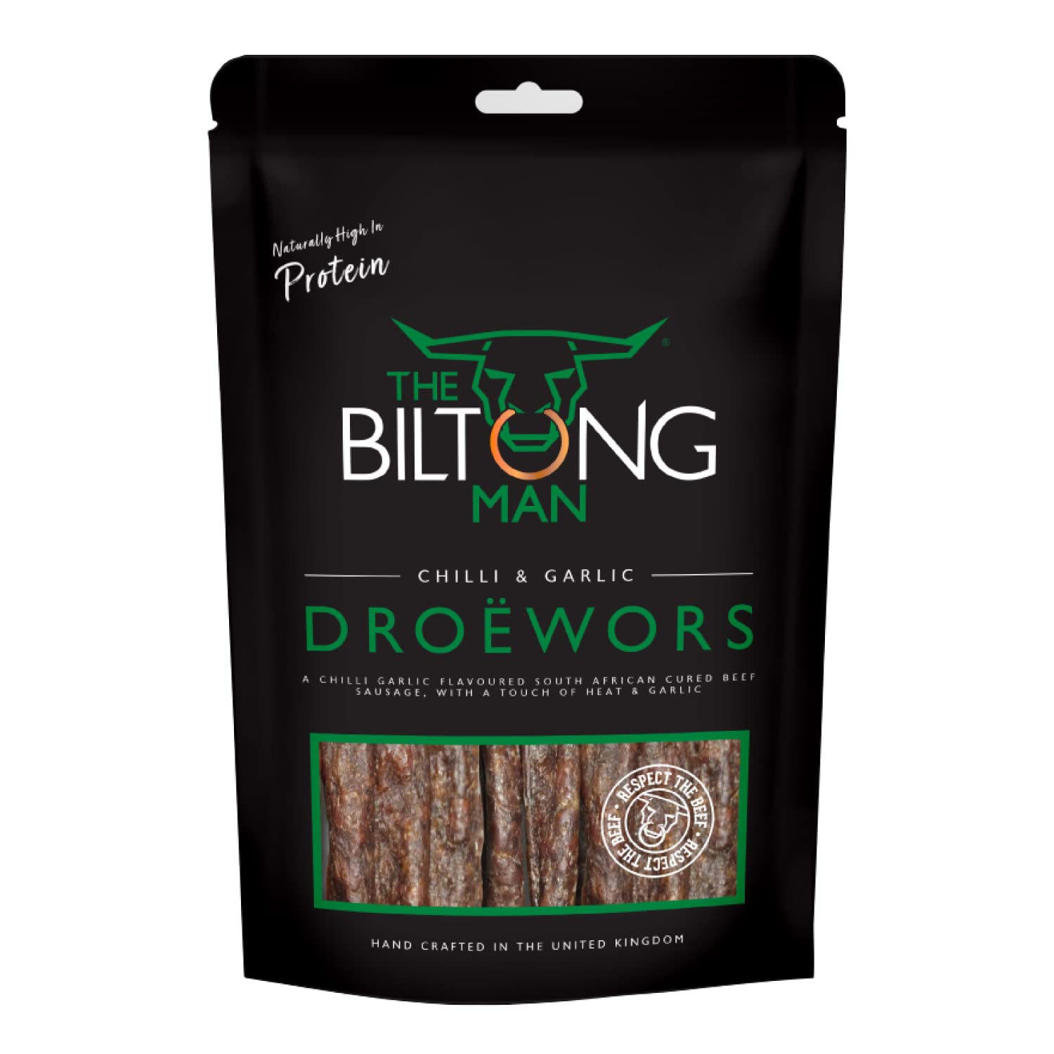 The Biltong Man Chilli Garlic Droëwors – High-Protein Beef Snack, 500g