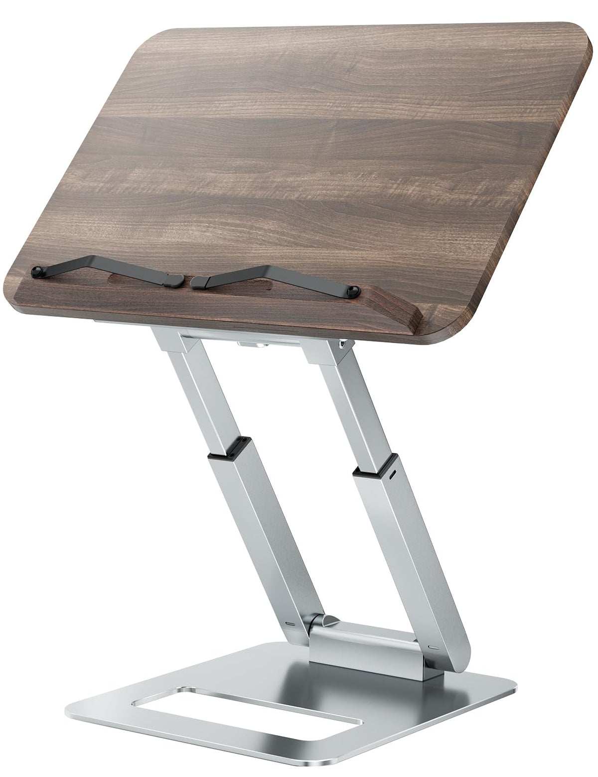 tounee Book Stand, Adjustable Metal Wood, Silver for Recipe, Music Scores, Tablet, Laptop - image 1