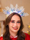 IYOU Light Up Snowflake Headband – LED Blue Icicle Christmas Hair Hoop