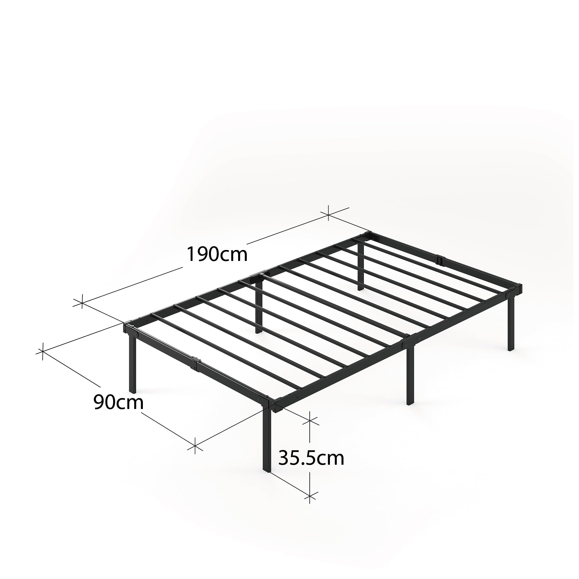 Zinus Caleb Single Metal Bed Frame – 90x190cm Foldable Bed with Storage