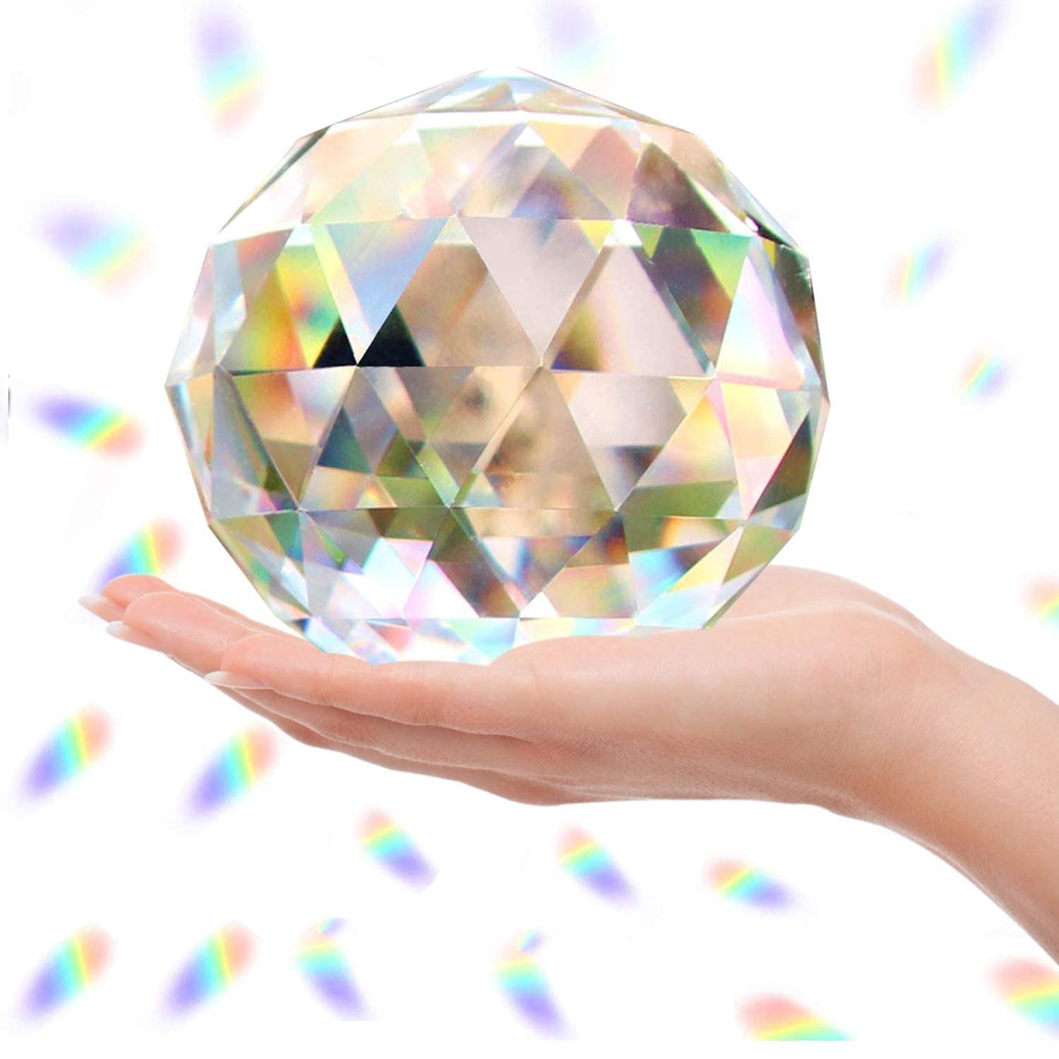 K9 Crystal Ball Prism Suncatcher – 100mm Faceted Rainbow Maker
