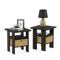 Furinno Andrey Side Table Set of 2 – Nightstand with Storage Bin