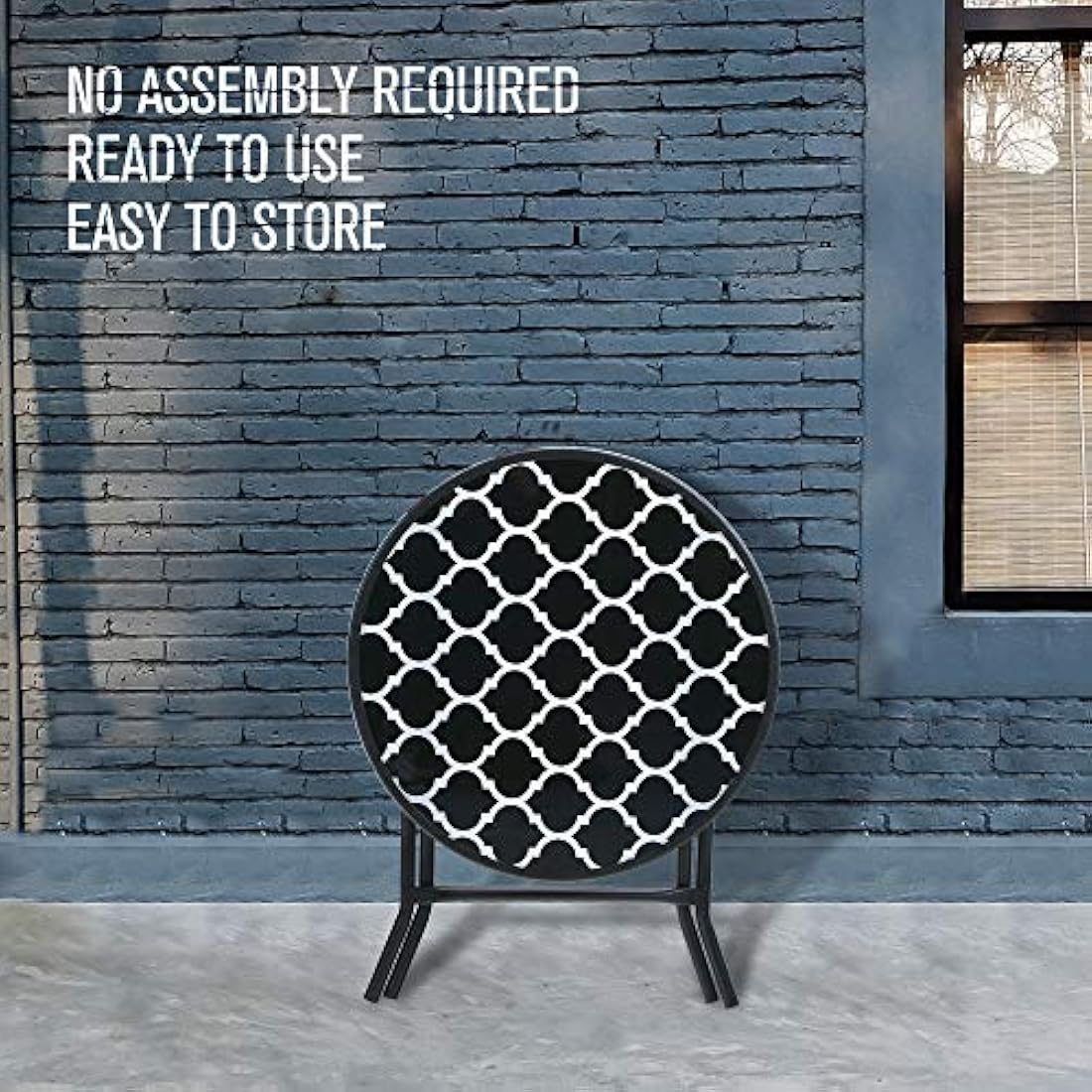 PHI VILLA Folding Side Table | Tempered Glass Outdoor Patio Table – Black