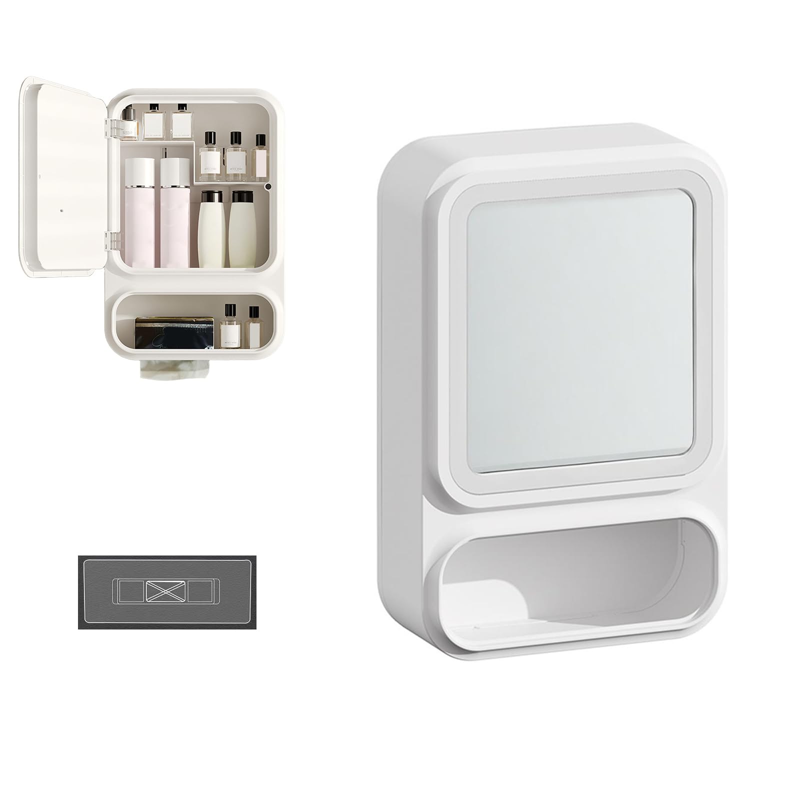 Fesatccoz Bathroom Mirror Cabinet – No-Drill Plastic Wall Storage