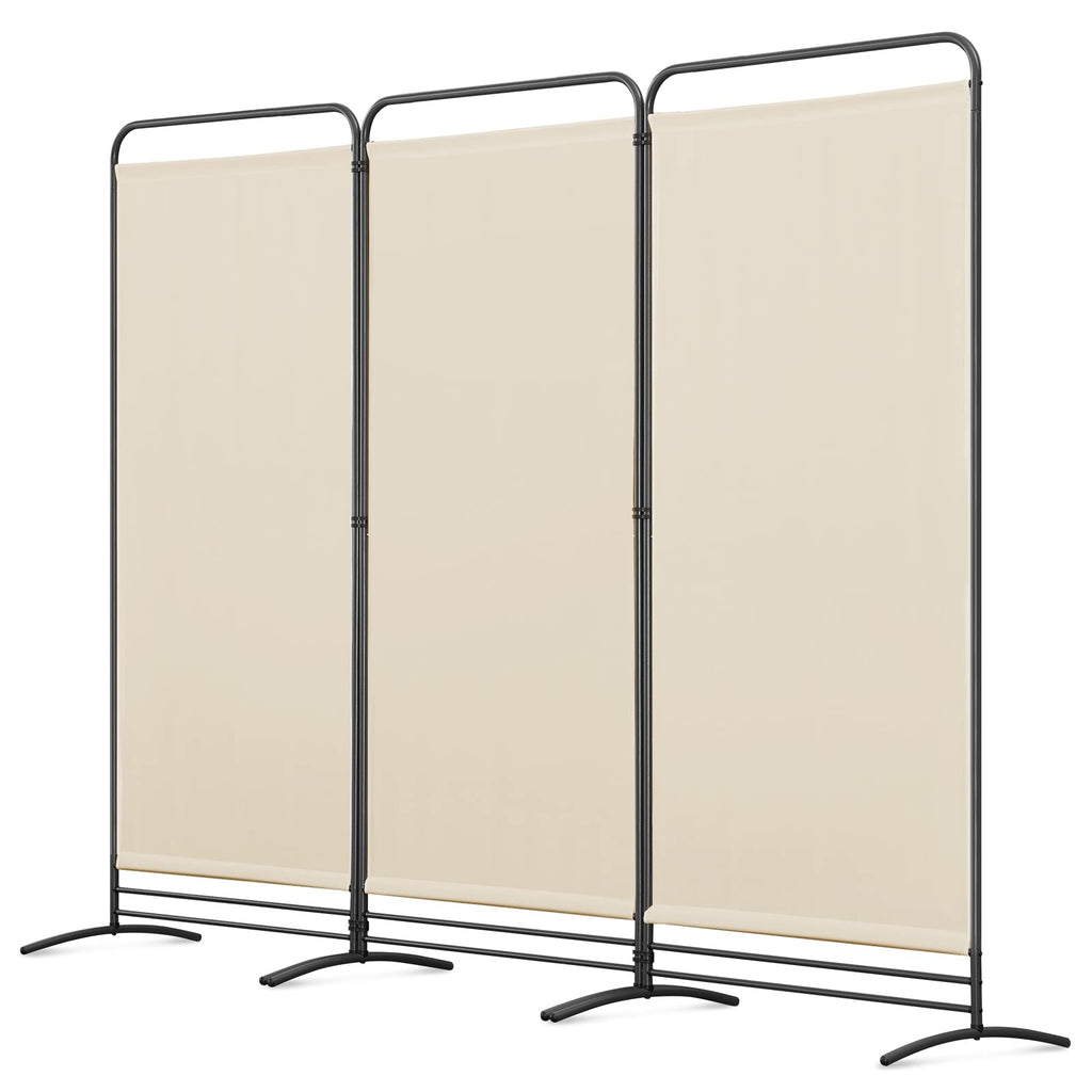 Angel Living 3-Panel Room Divider | Folding Privacy Screen for Garden, Beige