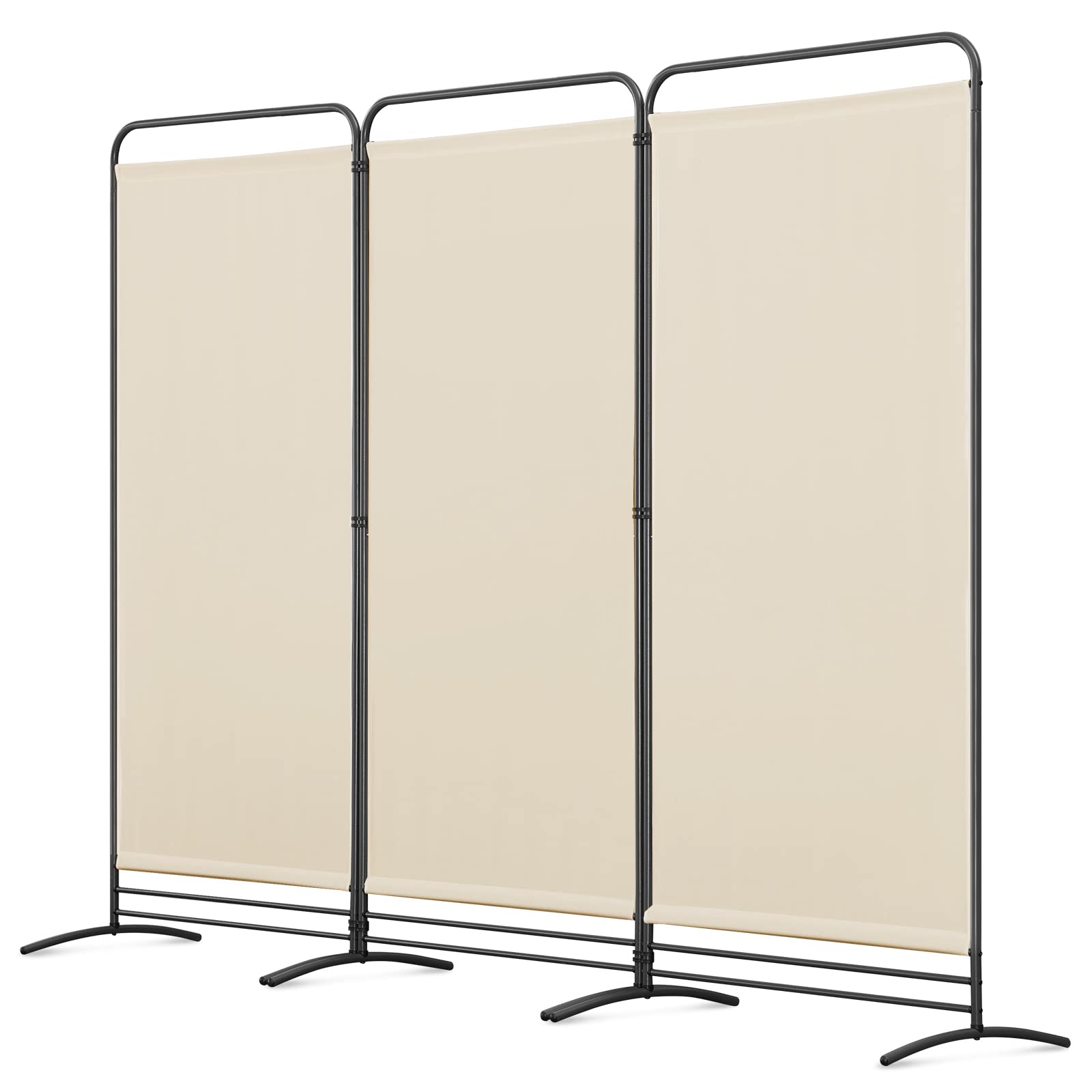 Angel Living 3-Panel Room Divider | Folding Privacy Screen for Garden, Beige