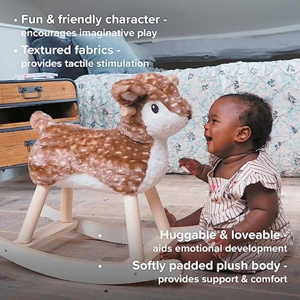 Little Bird Told Me Willow Deer Rocking Toy | Plush & Wood Rocker