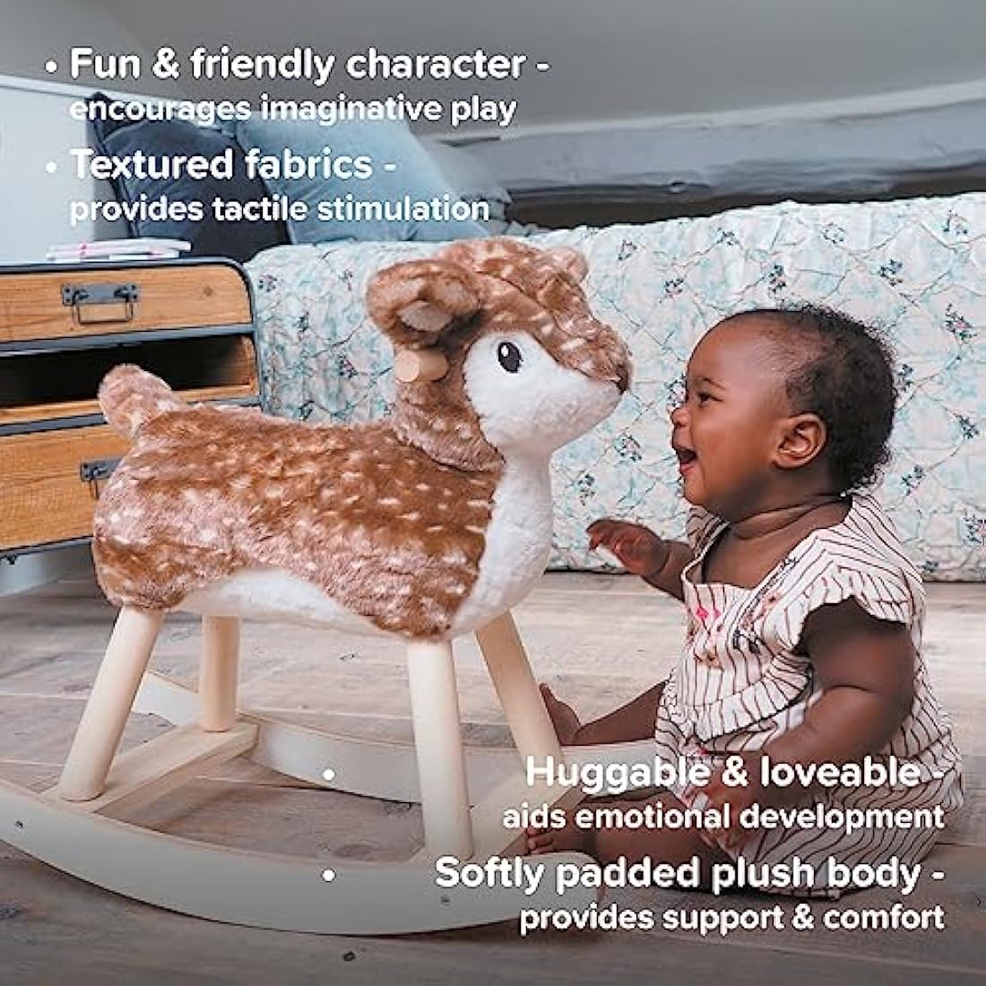 Little Bird Told Me Willow Deer Rocking Toy | Plush & Wood Rocker