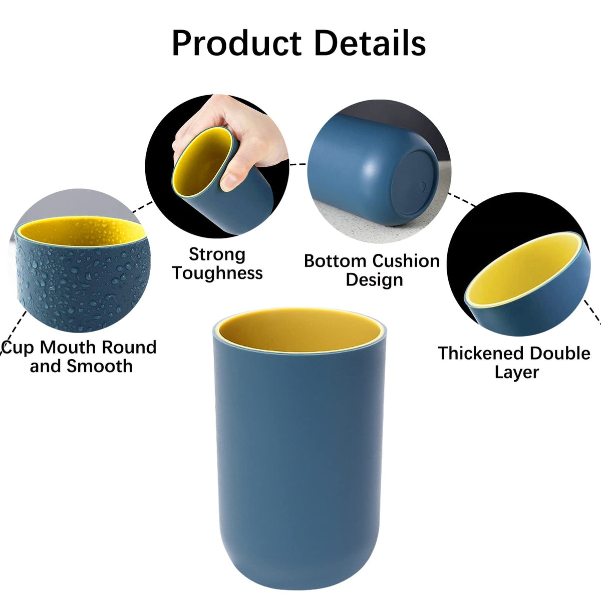 MAIJIAJU 4Pcs Toothbrush Cup, Reusable Plastic Mouthwash Tumbler - image 3