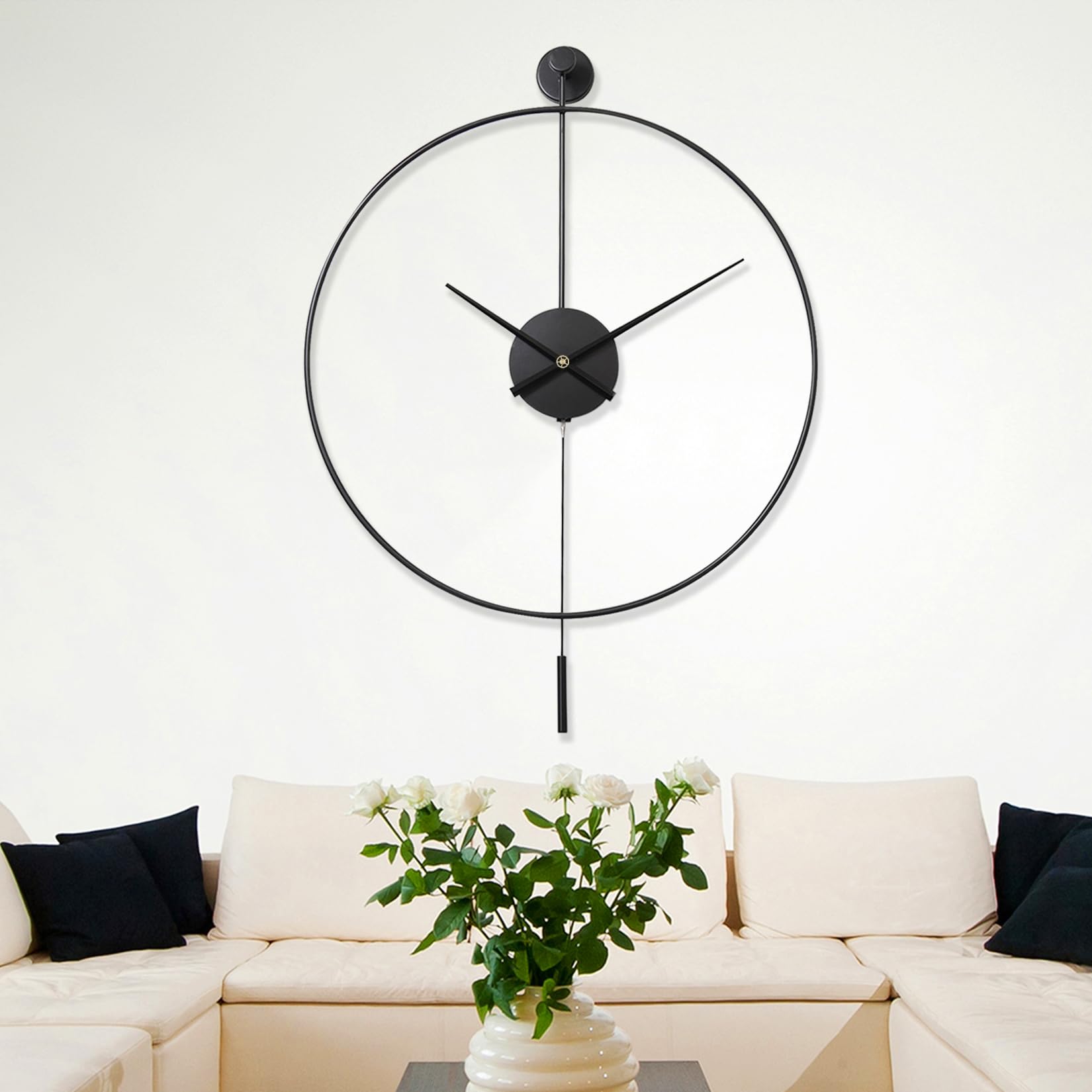Jolof Store Large Metal Wall Clock – Modern Silent Pendulum Decor, 24in