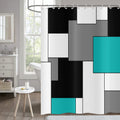 Hnmdmyi Teal Geometric Shower Curtain | Waterproof Polyester Bath Decor