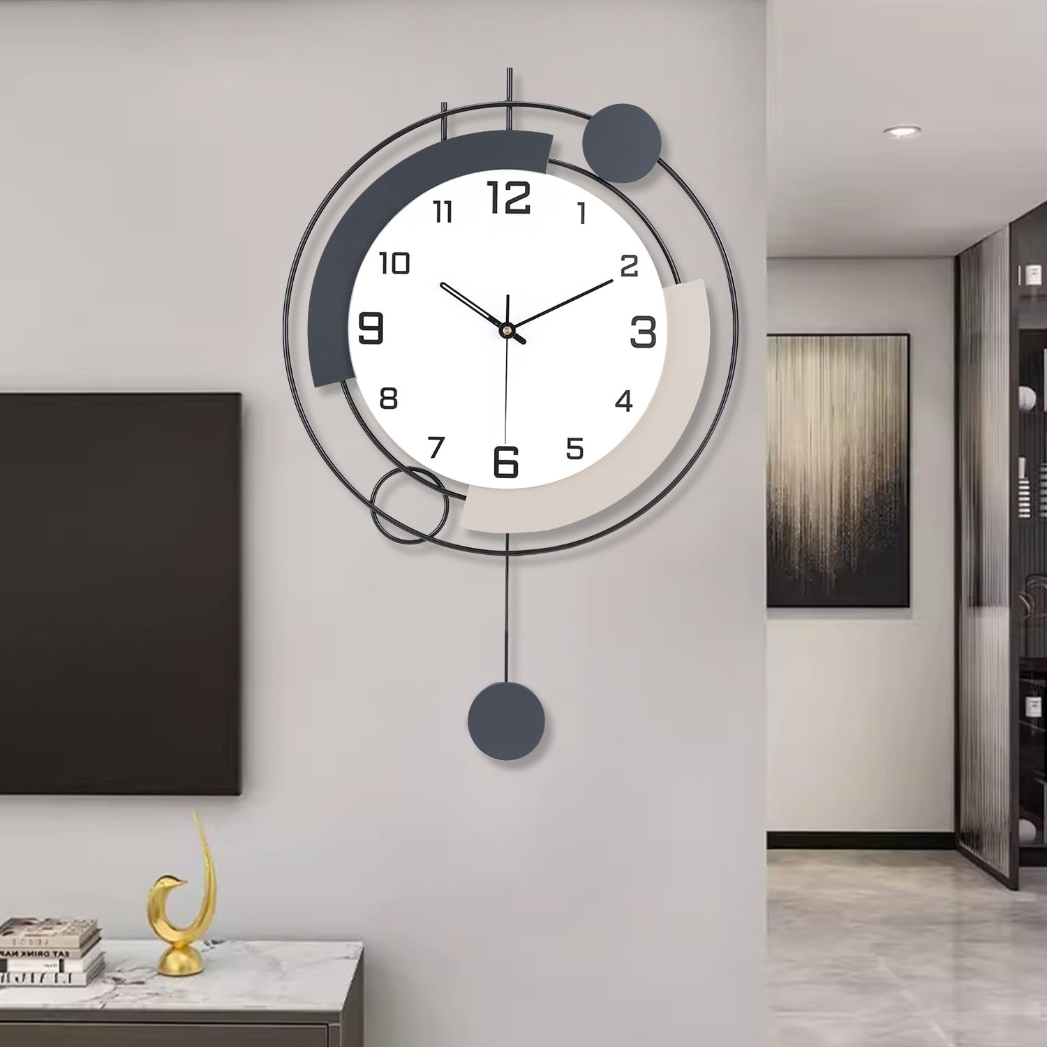 Jolof Store Large Modern Wall Clock – Silent Quartz Pendulum Clock