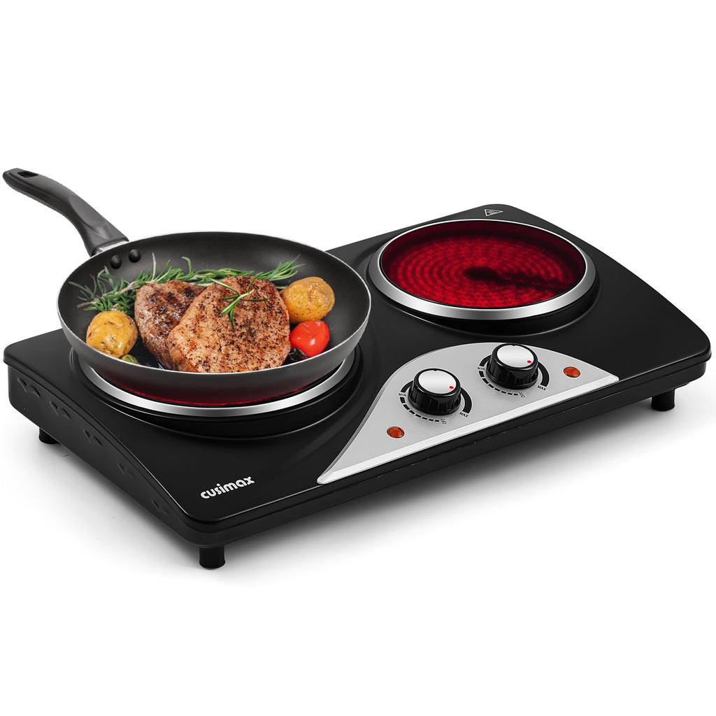 Cusimax 2100W Infrared Double Electric Hob | Portable Hot Plate Burner
