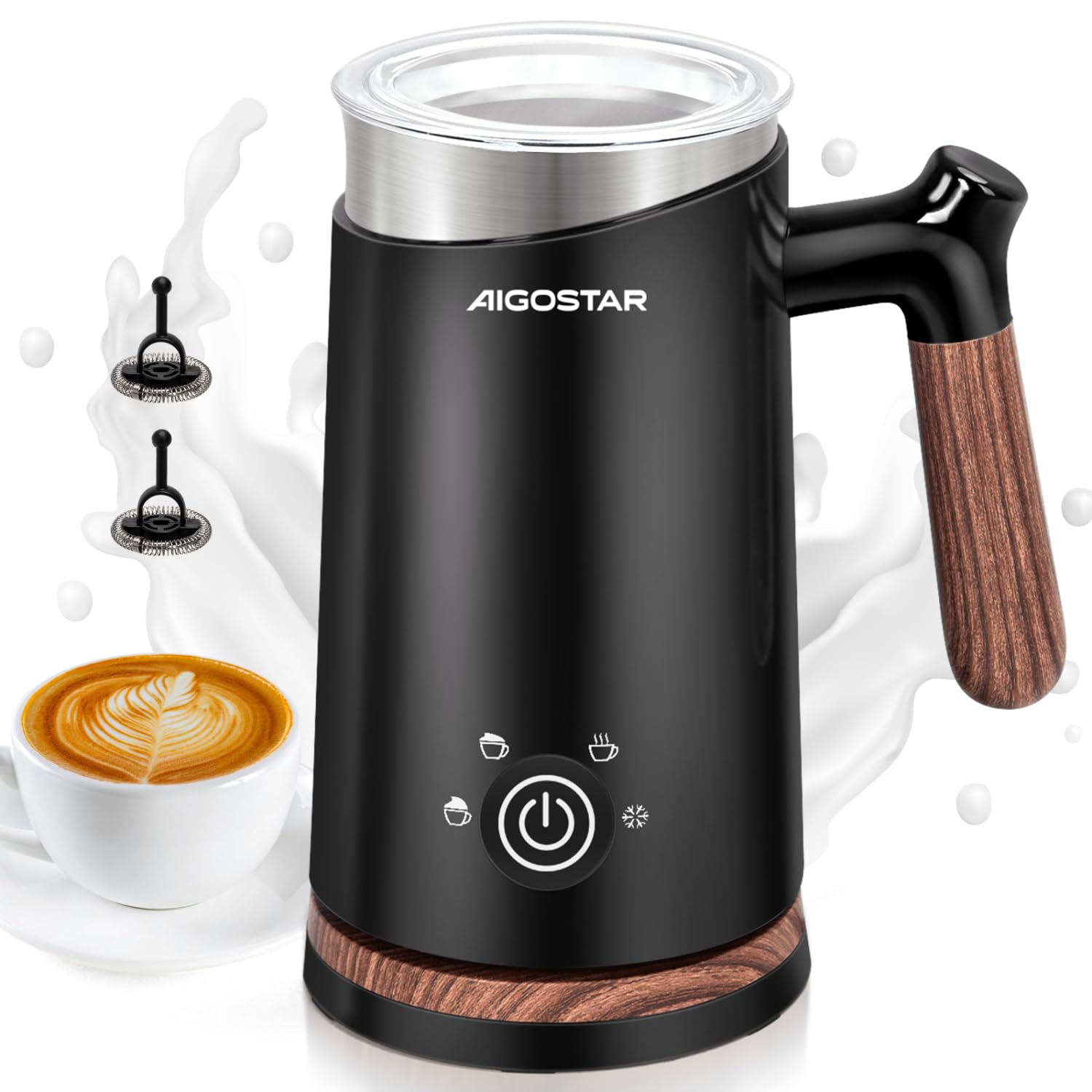 Aigostar 4-in-1 Electric Milk Frother and Warmer | 300ml Milk Steamer