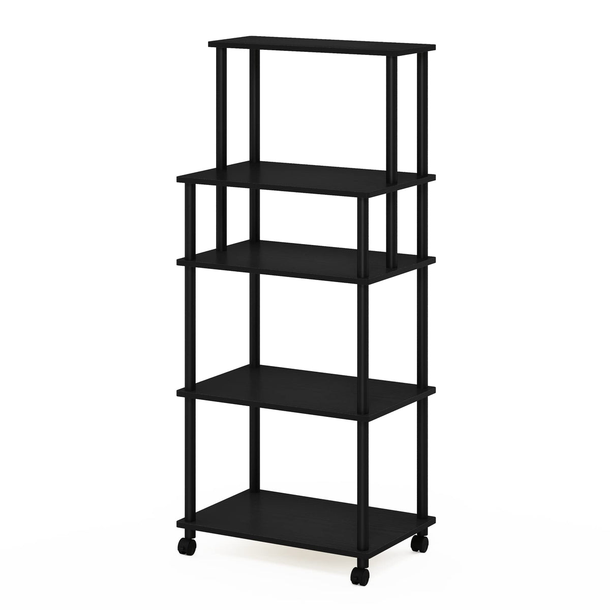 Furinno TURN-N-TUBE Bakers Rack with Wheels, 5-Tier Kitchen Storage Cart, Kitchen Cart, Coffee Bar, Pantry Organizers and Storage, Americano - image 1
