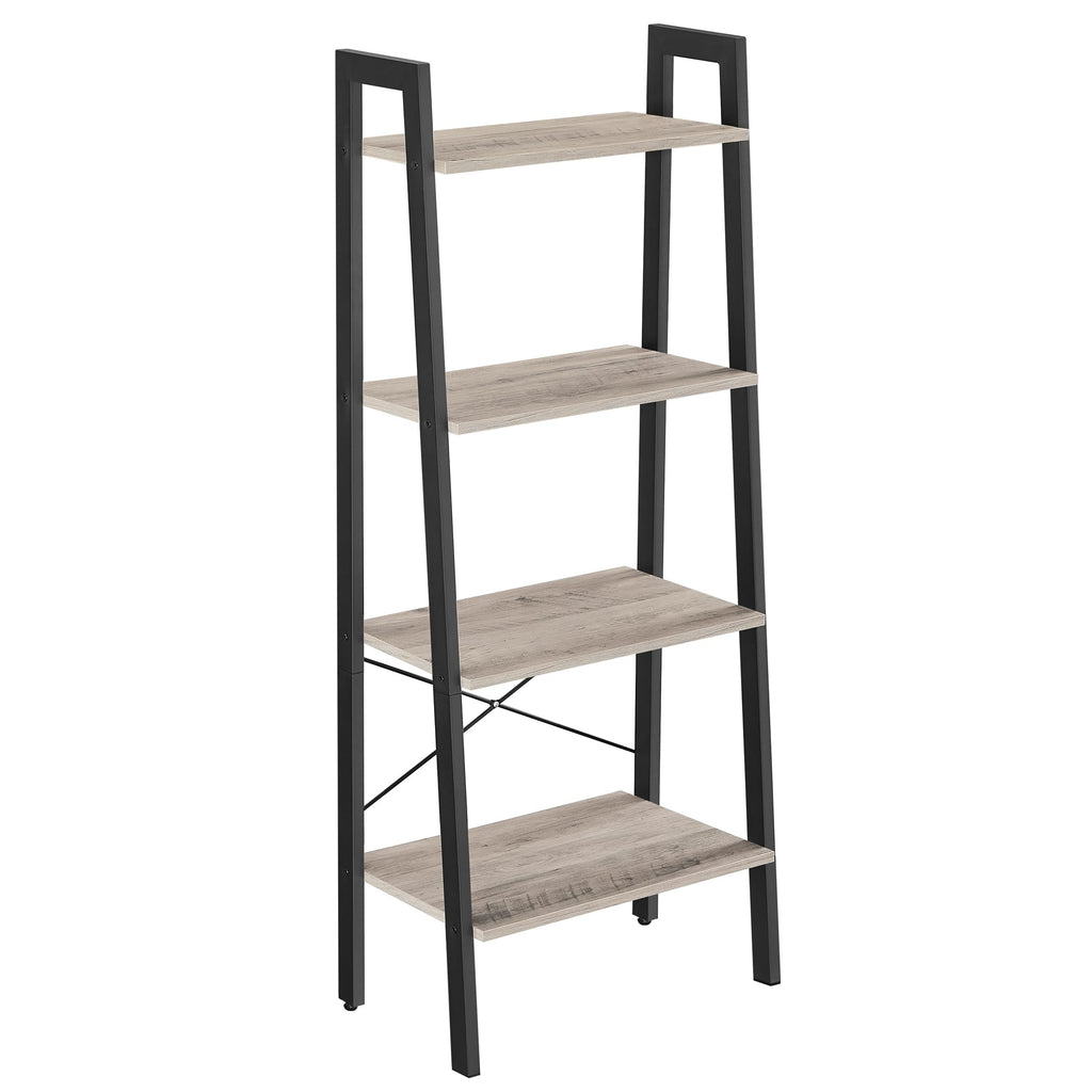 VASAGLE 4-Tier Ladder Shelf – Industrial Steel Frame Bookcase, Greige