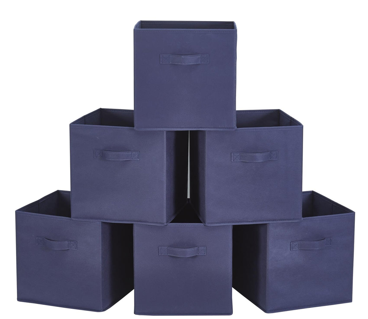 WEBEASY Foldable Storage Cube Basket Bin, Set of 6, 28 x 28 x 28 cm Navy