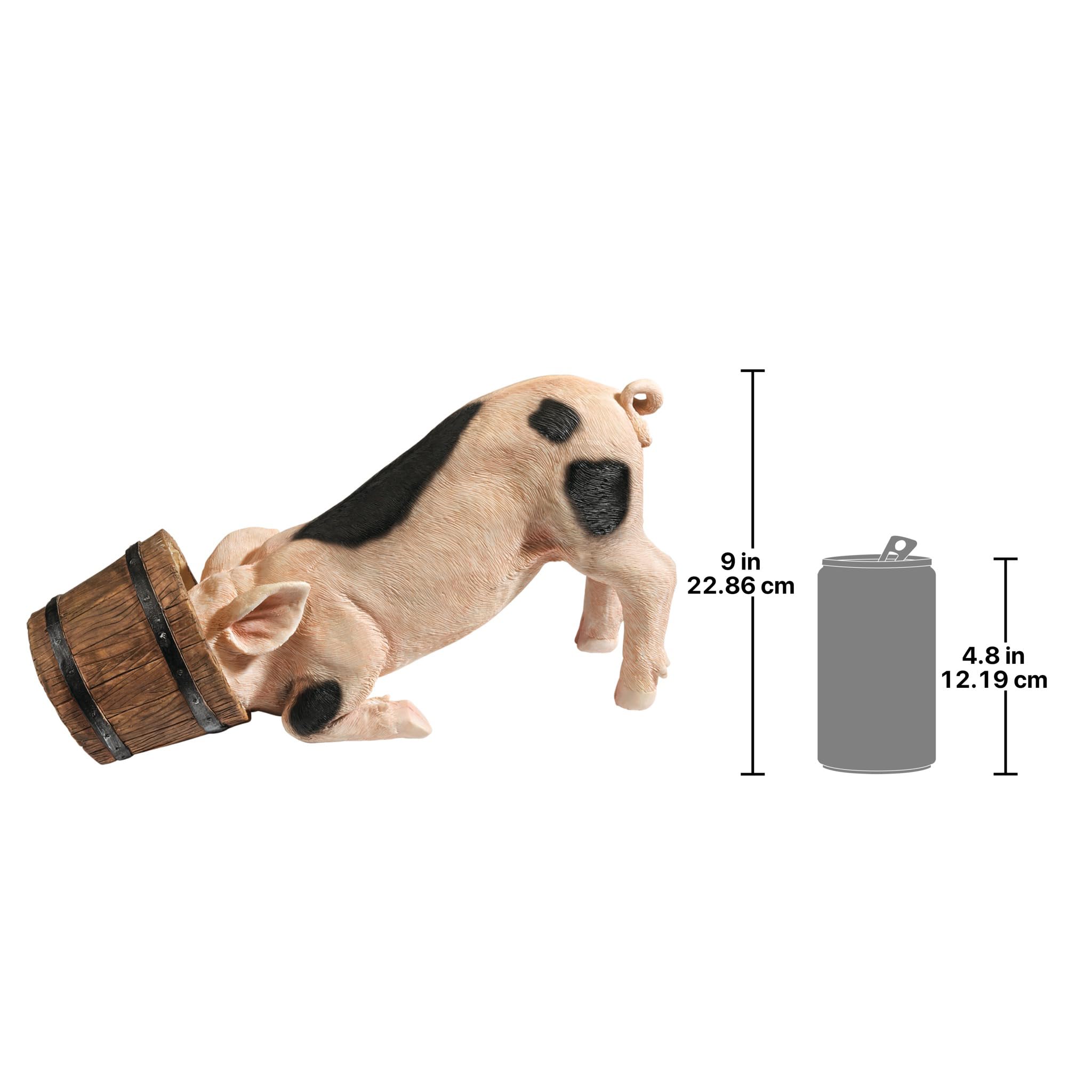 Design Toscano Bucket Head Piglet Garden Statue – Polyresin Pig Decor